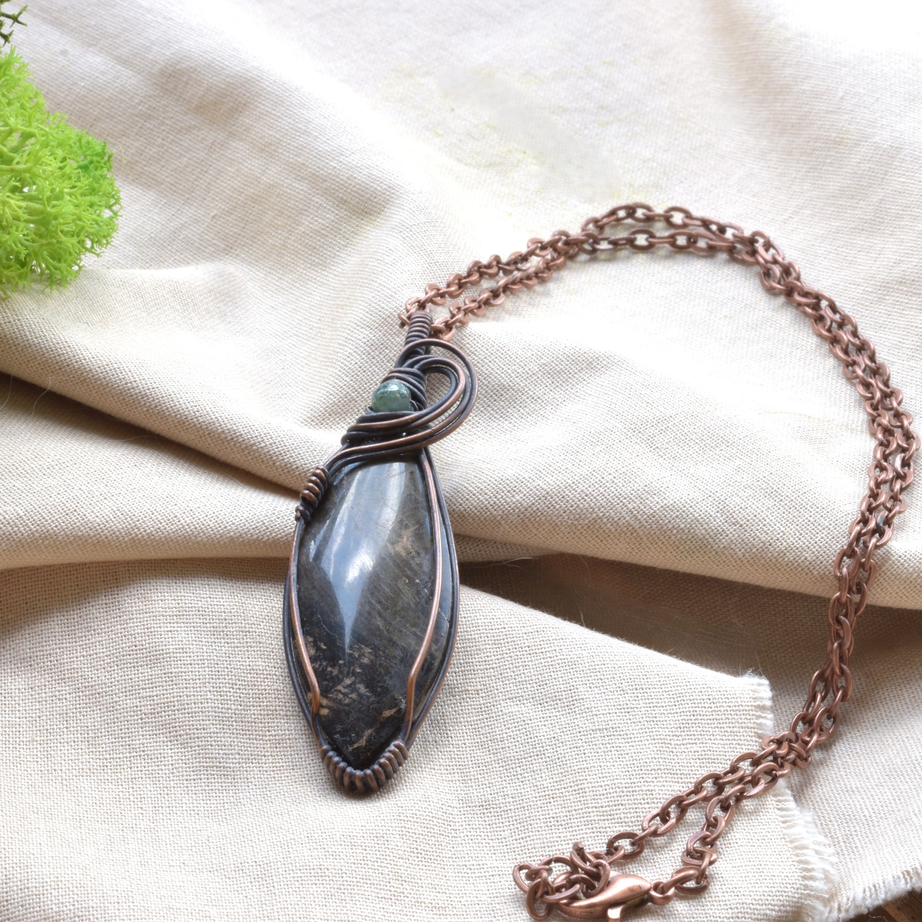 Bushland Spirit – Petrified Wood Copper Wire Wrapped Pendant