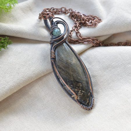 Bushland Spirit – Petrified Wood Copper Wire Wrapped Pendant