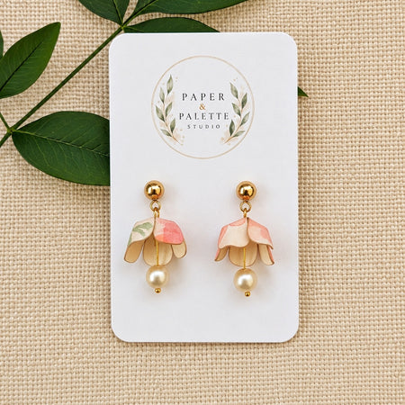 Paper Lily of the Valley Earrings Hoop or Stud | Eco Friendly Botanical Gift