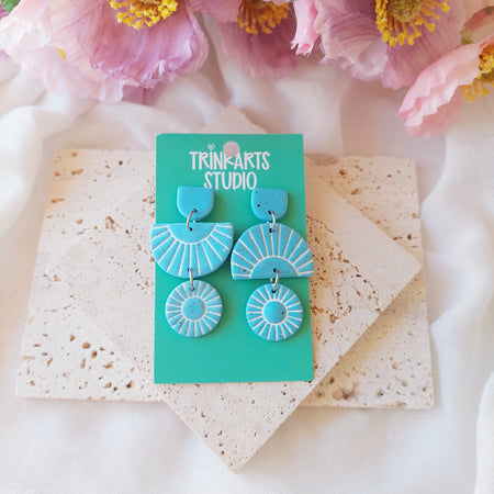 Turquoise Granite Boho Stud & Dangle Earrings