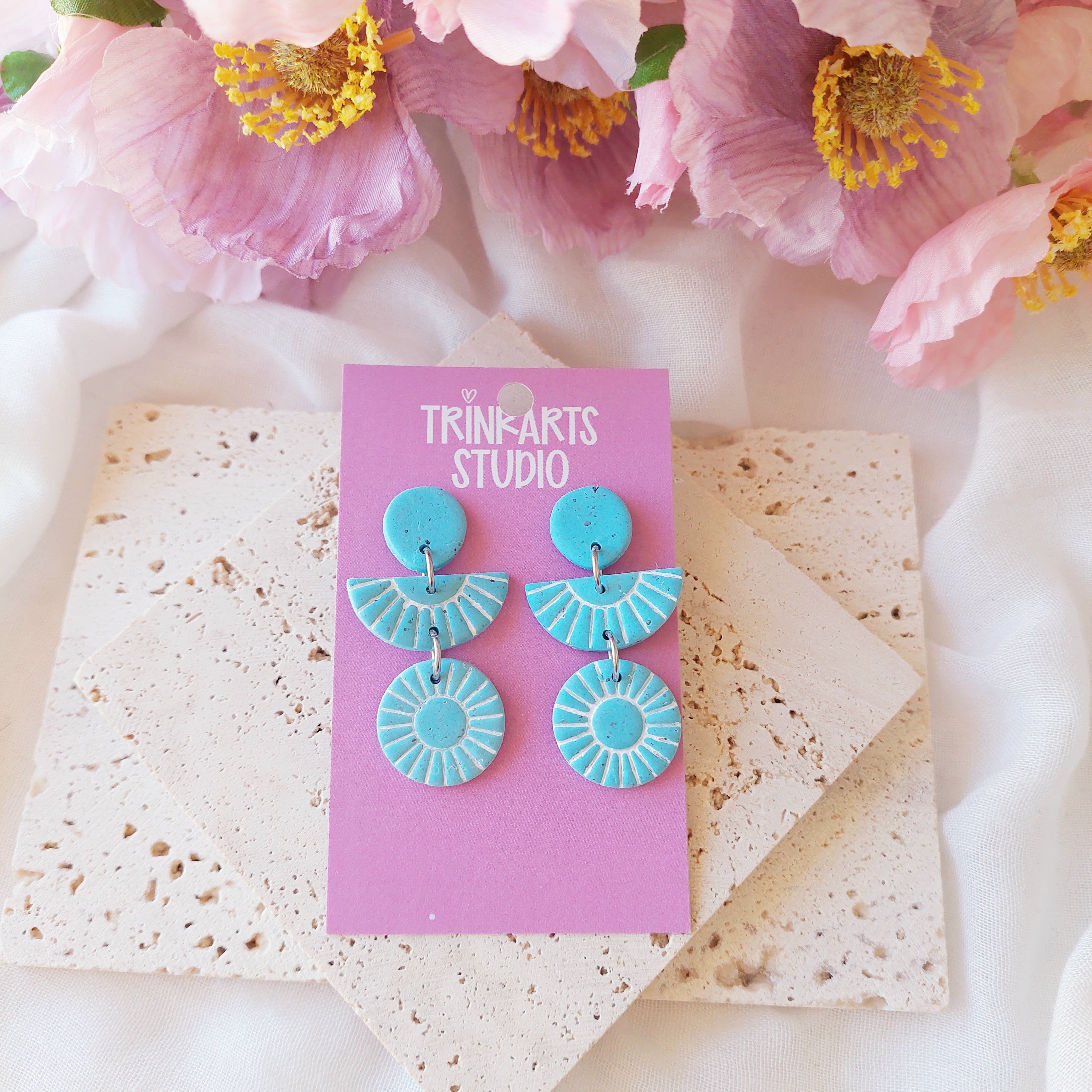 Turquoise Granite Boho Stud & Dangle Earrings