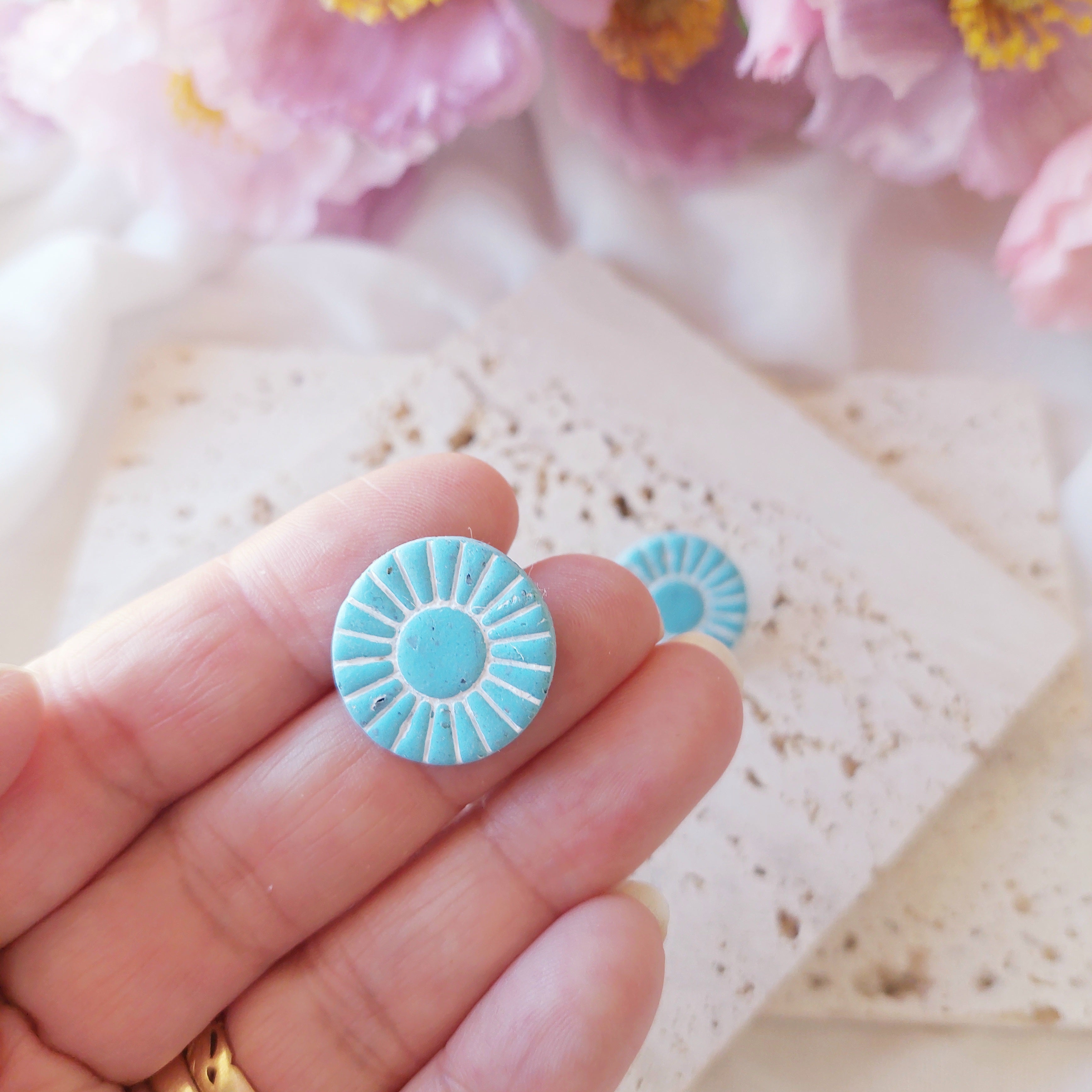 Turquoise Granite Boho Stud & Dangle Earrings