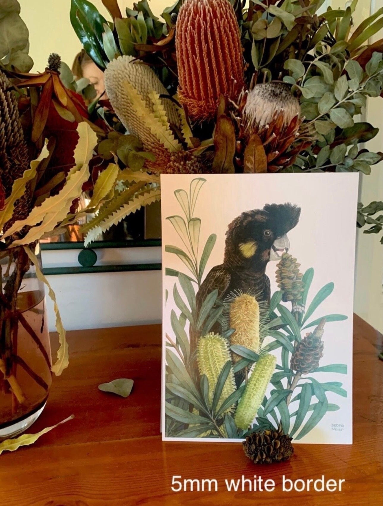 Yellow Tailed Black Cockatoo art print by Debra Meier Art.