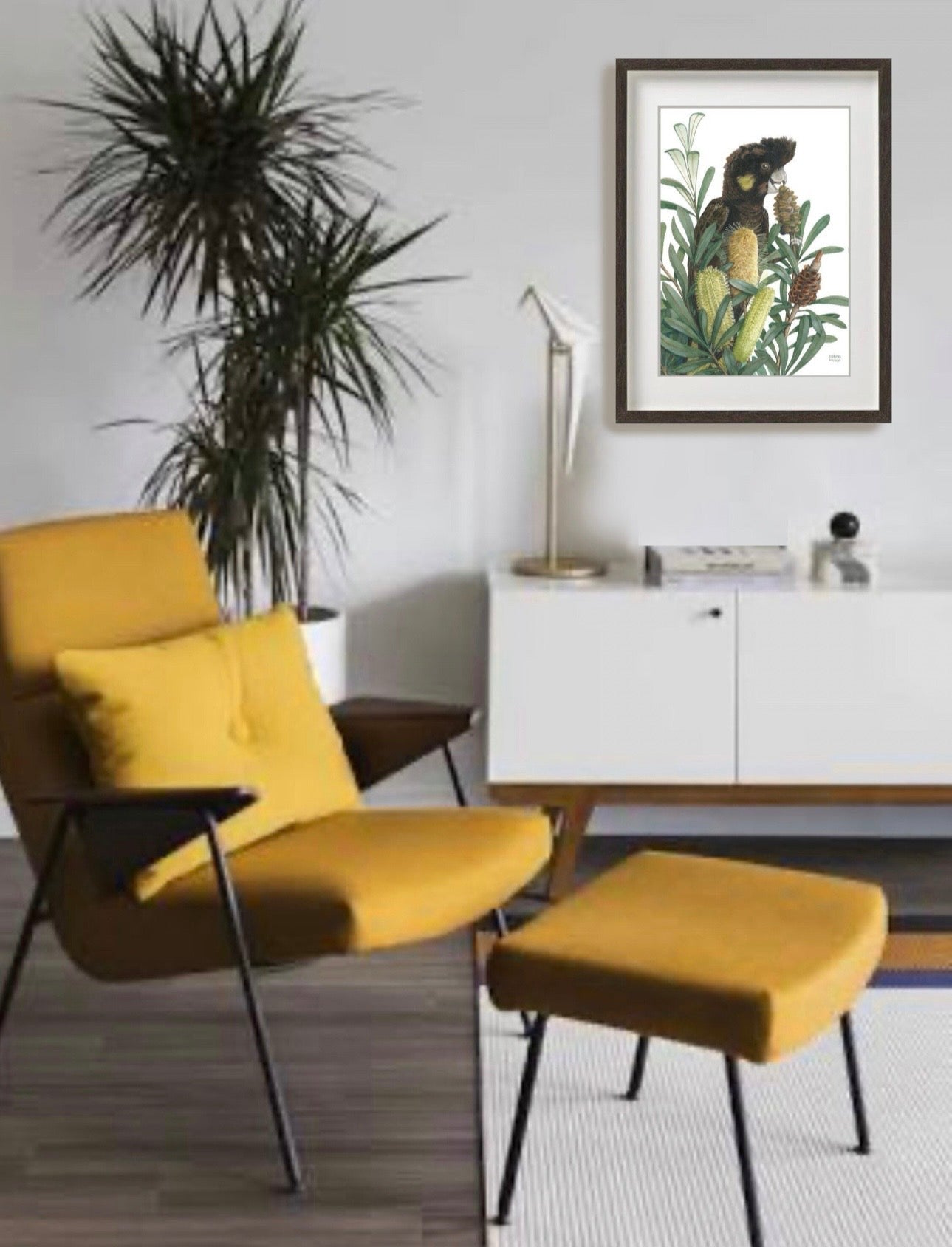 Yellow Tailed Black Cockatoo art print by Debra Meier Art.