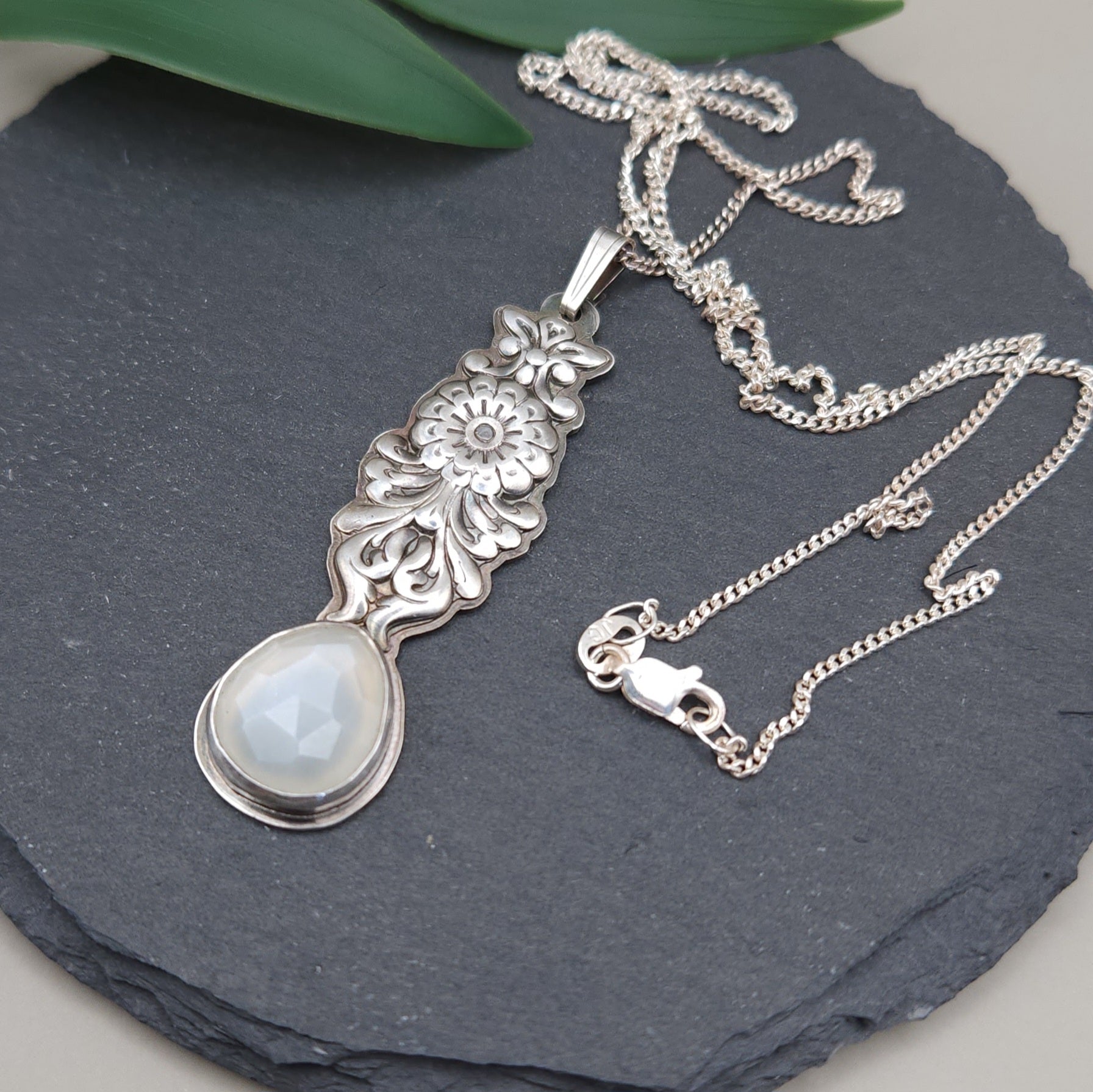 'Moon goddess' crown chakra silver pendant