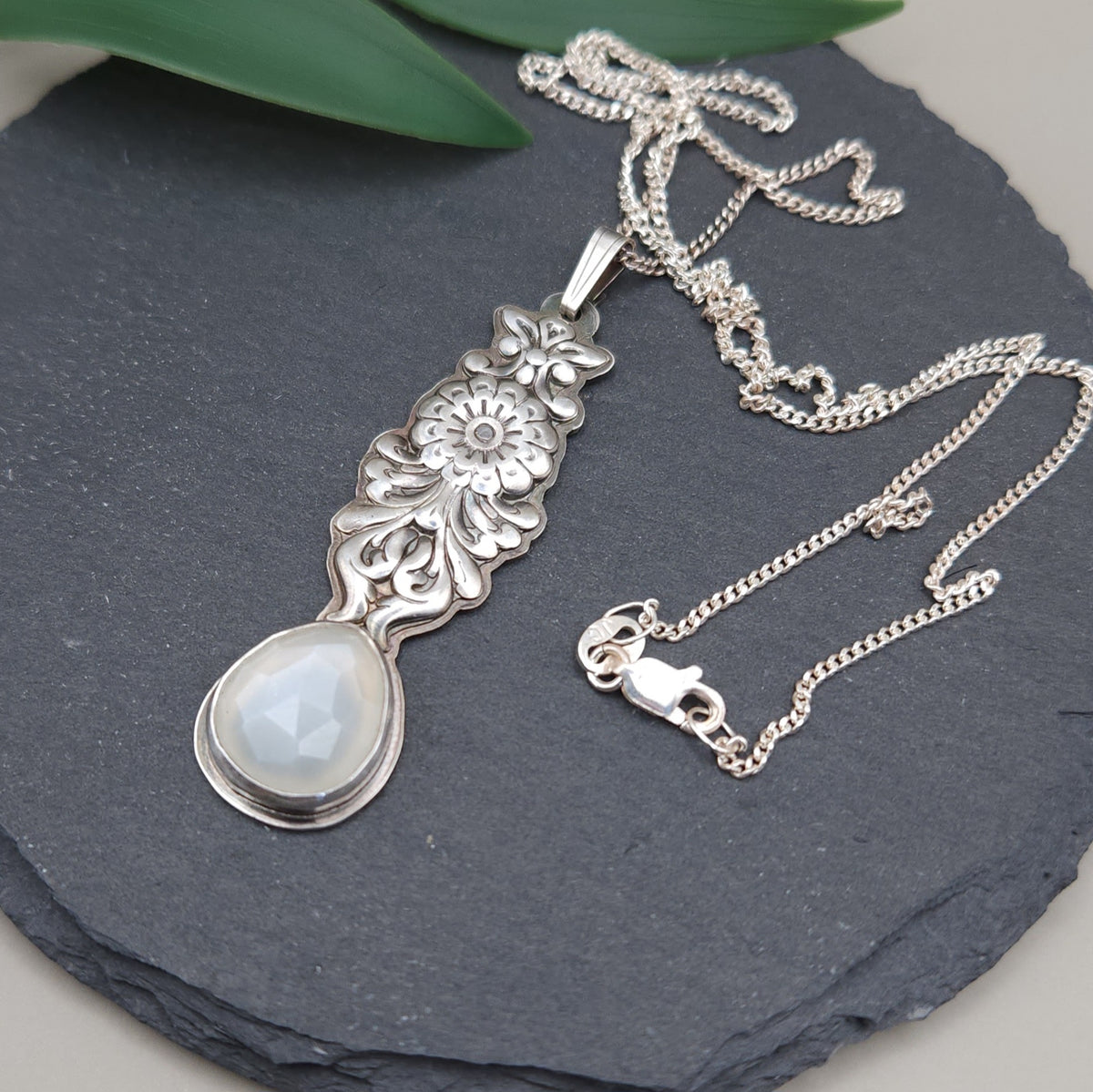 'Moon goddess' crown chakra silver pendant
