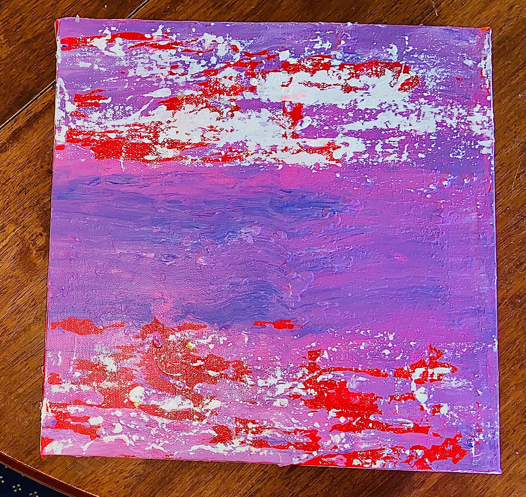 Inverted Abstract Acrylic Canvas Painting: Colorful Wall Art by Margo Humphries (30.5cm)