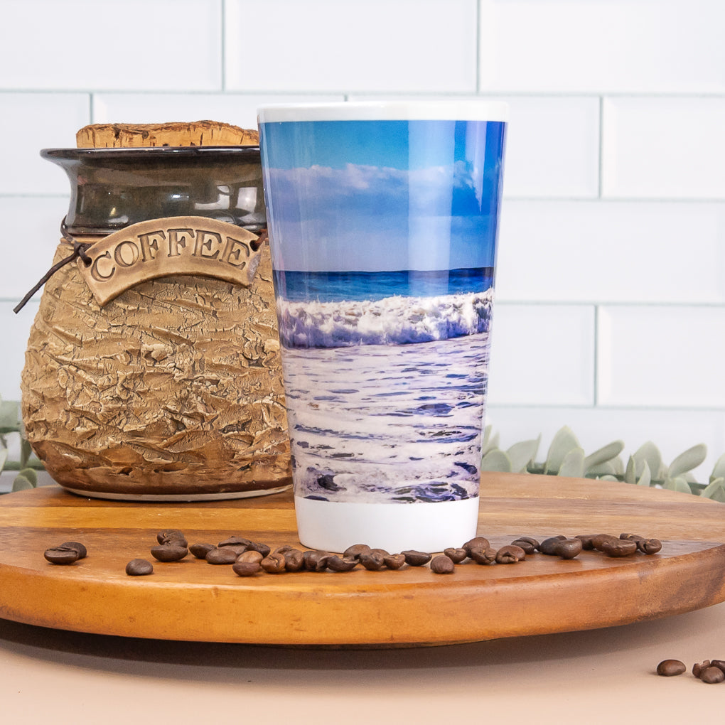 Water Scenes - Latte / Coffee Mugs - Beachscape, Australasian Darter