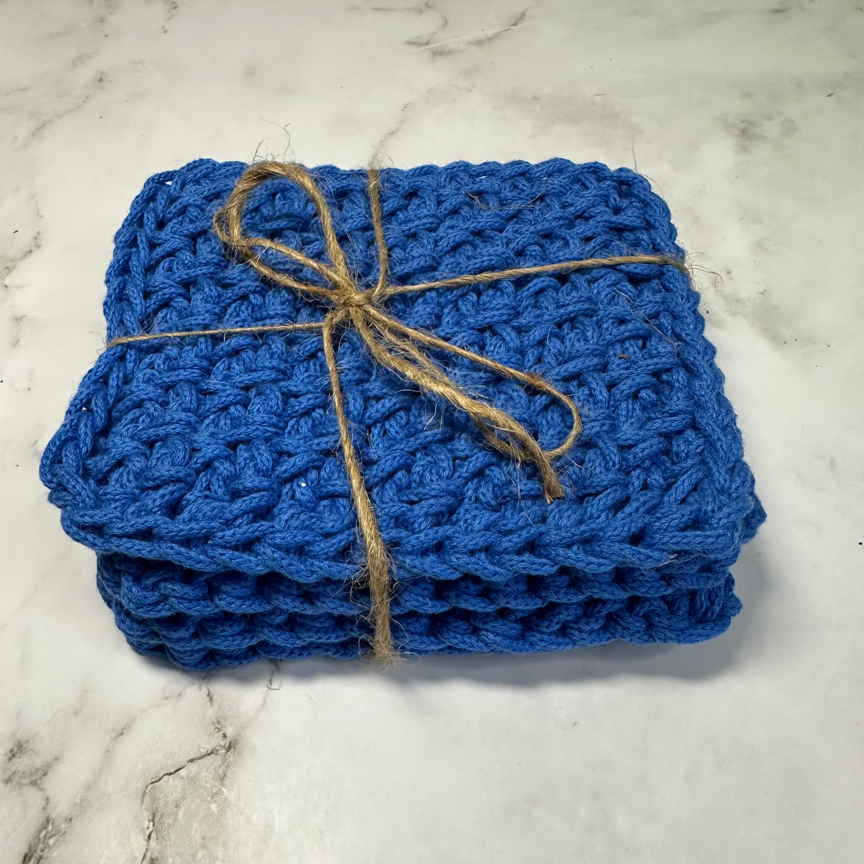 Ocean Blue Braided Yarn Crocheted Coasters - Set of 4