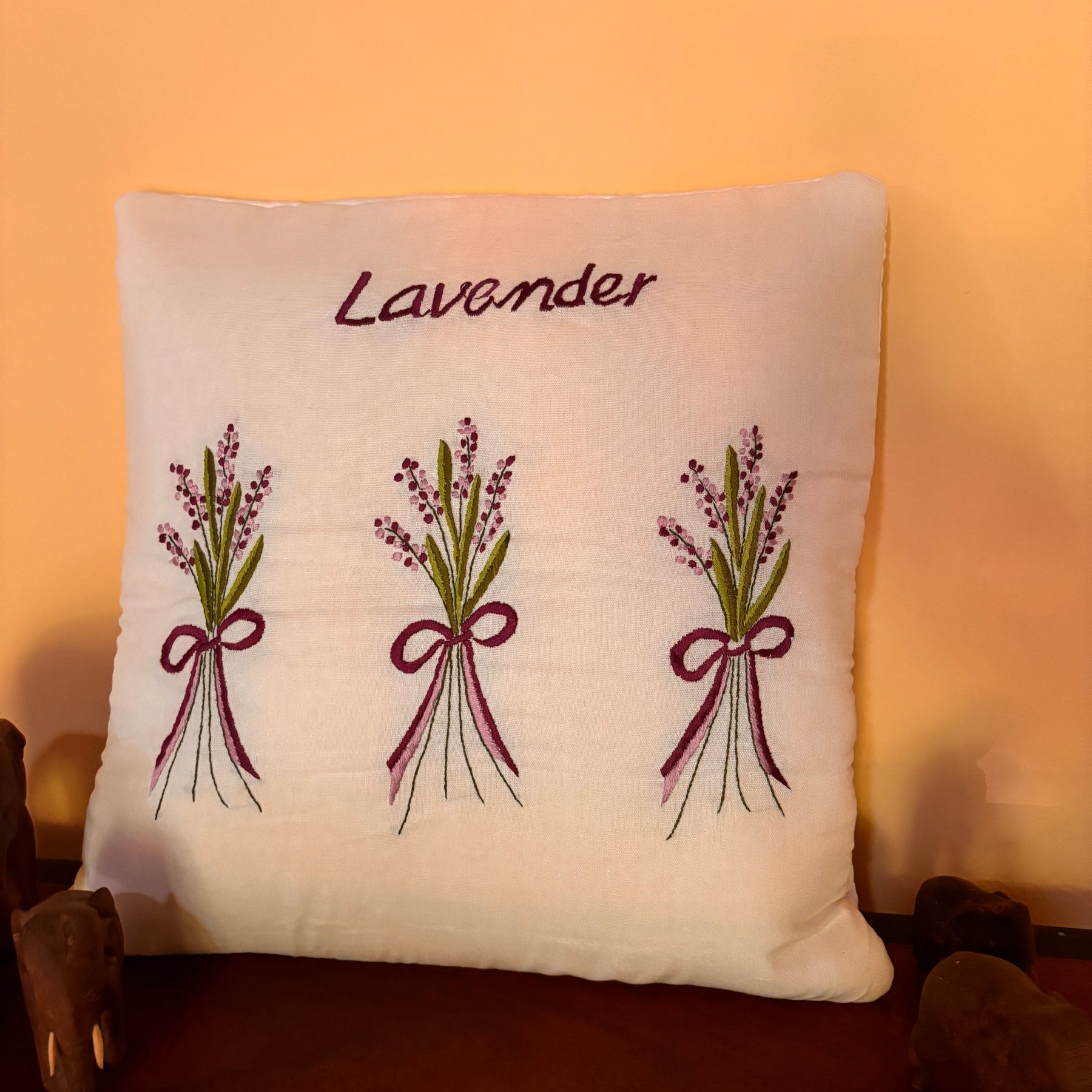 Lavender Embroidered Cushion/ Pillow Cover