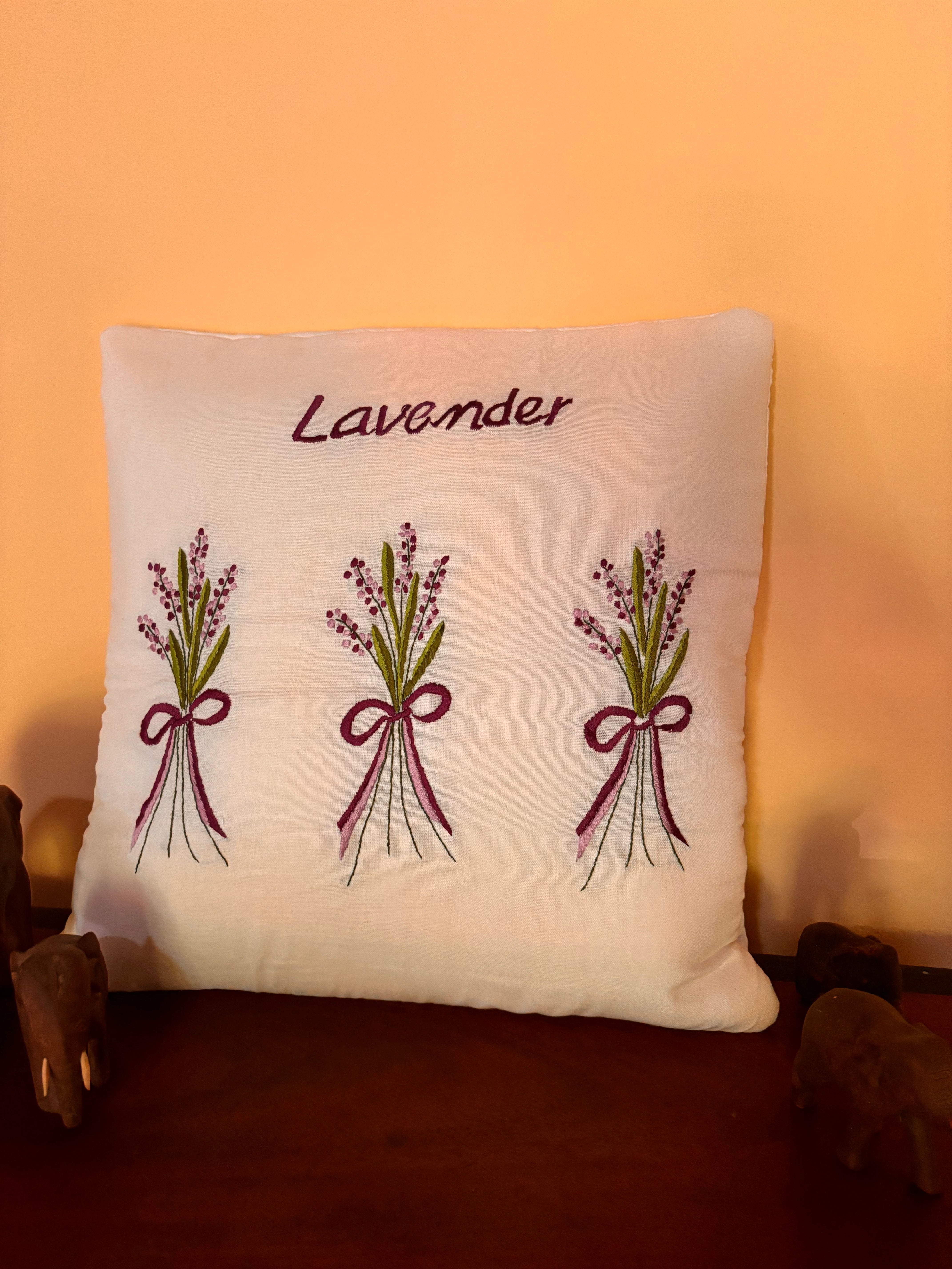 Lavender Embroidered Cushion/ Pillow Cover