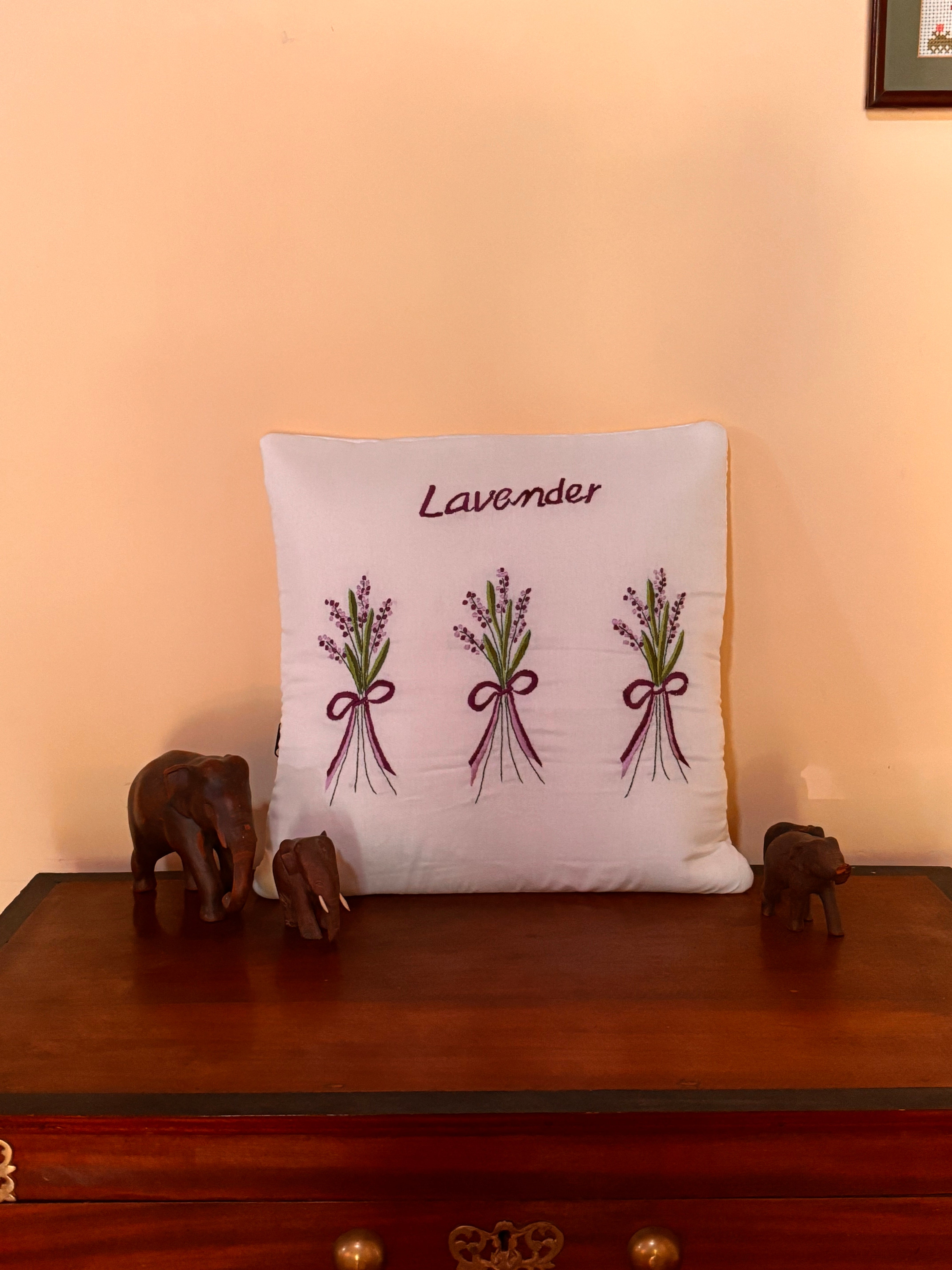 Lavender Embroidered Cushion/ Pillow Cover