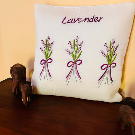 Lavender Embroidered Cushion/ Pillow Cover