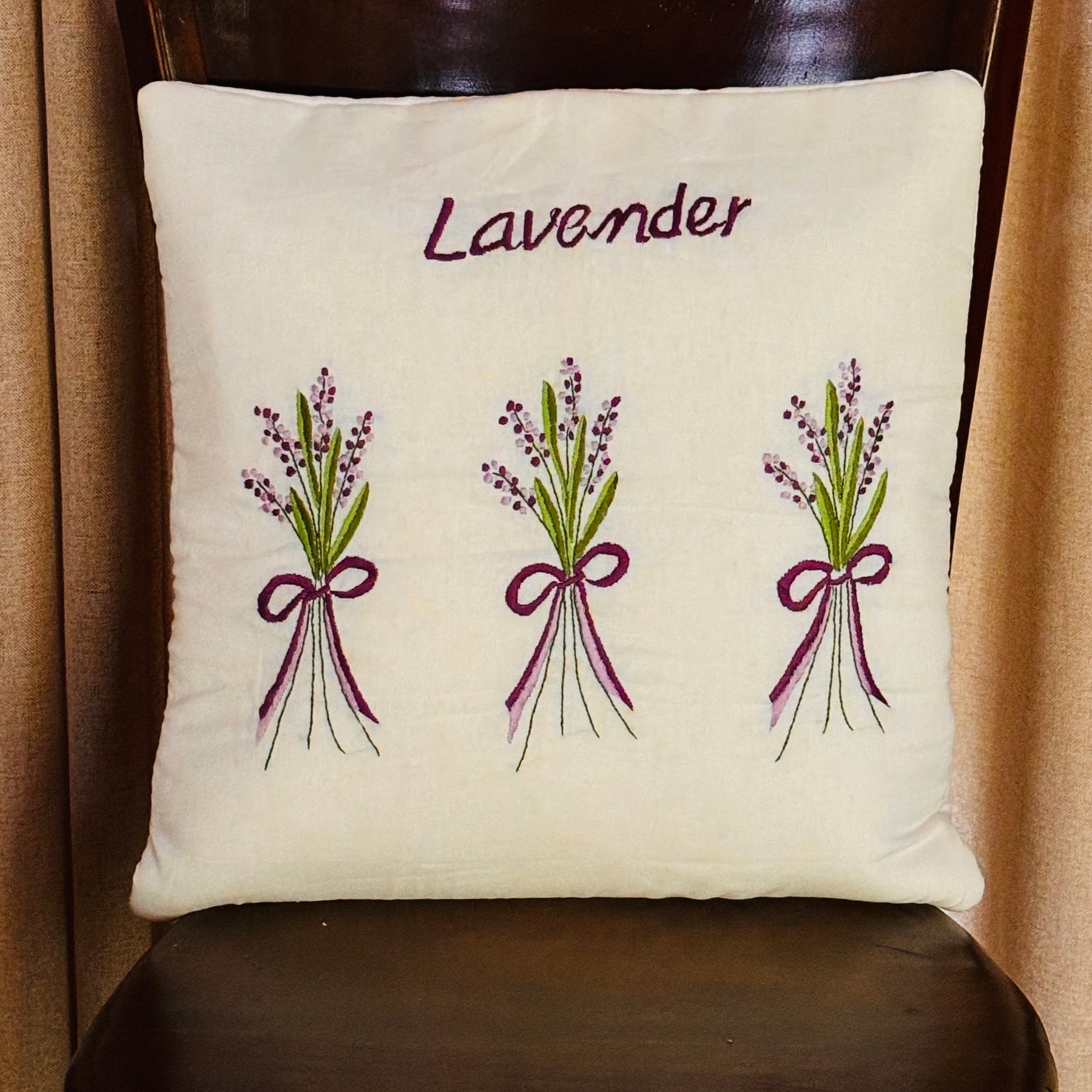 Lavender Embroidered Cushion/ Pillow Cover