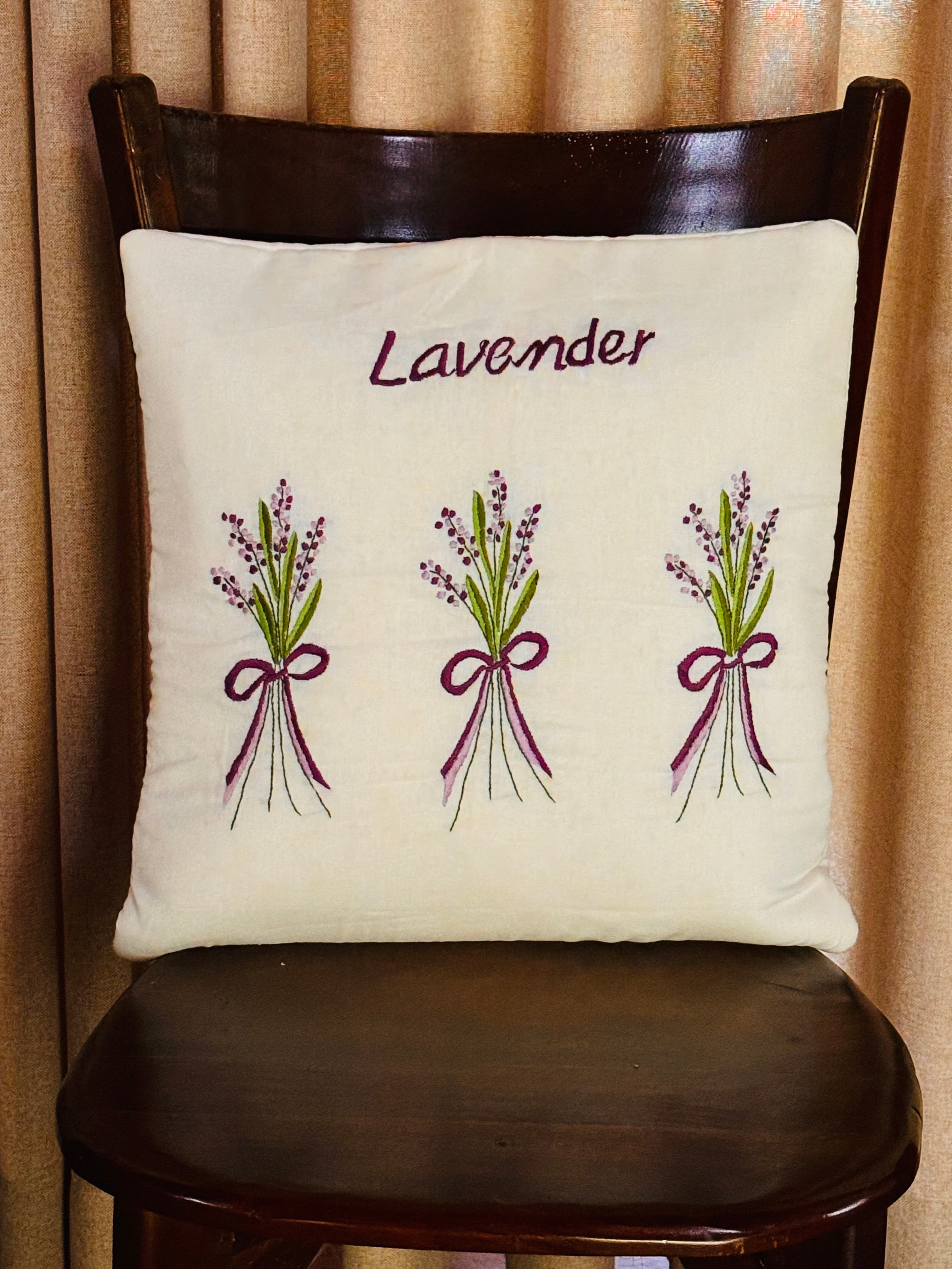 Lavender Embroidered Cushion/ Pillow Cover