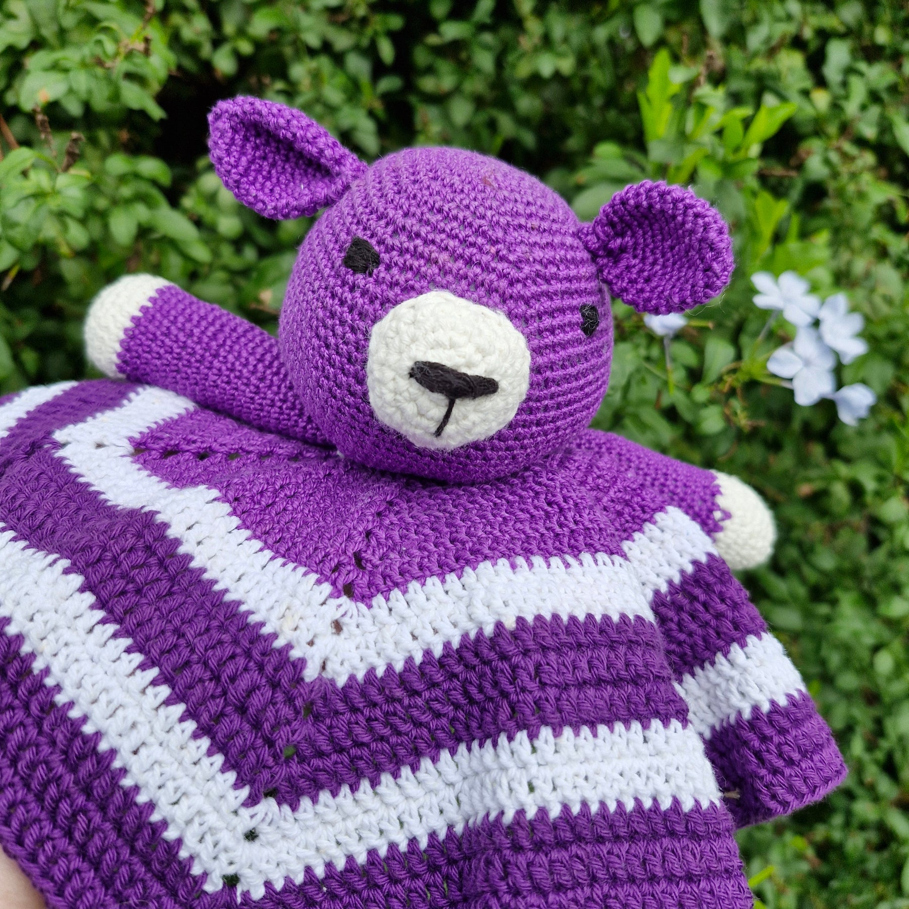 Handmade Crochet Super Cute Purple Bear Lovey