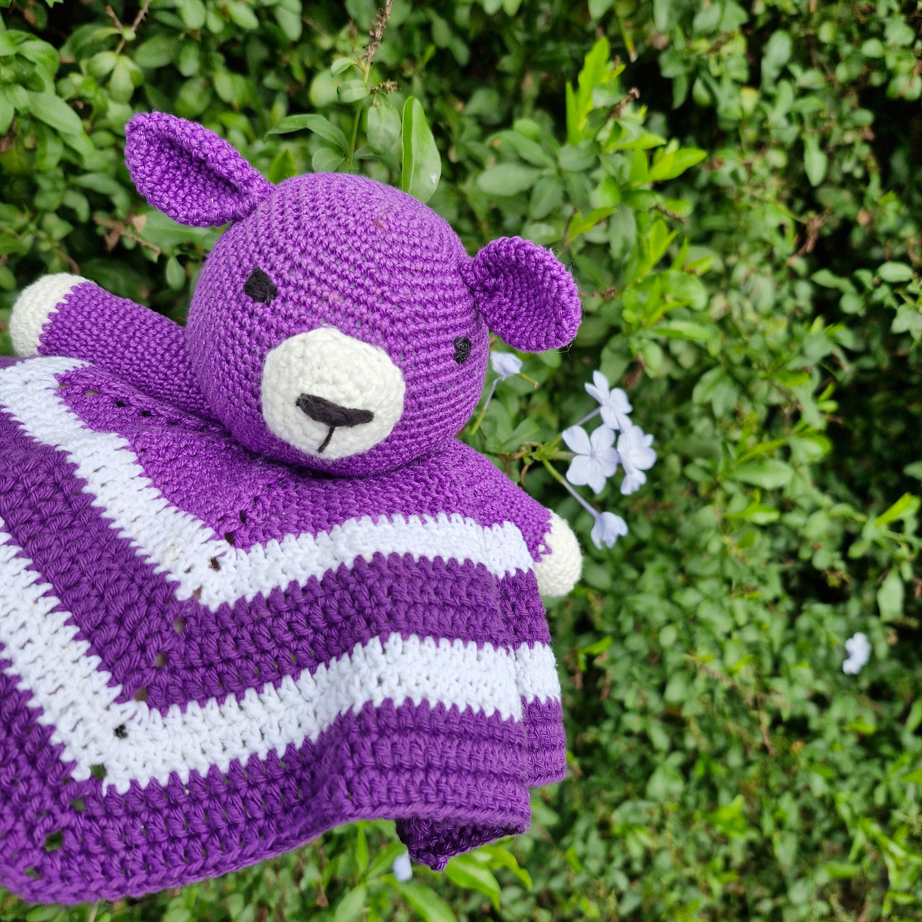 Handmade Crochet Super Cute Purple Bear Lovey