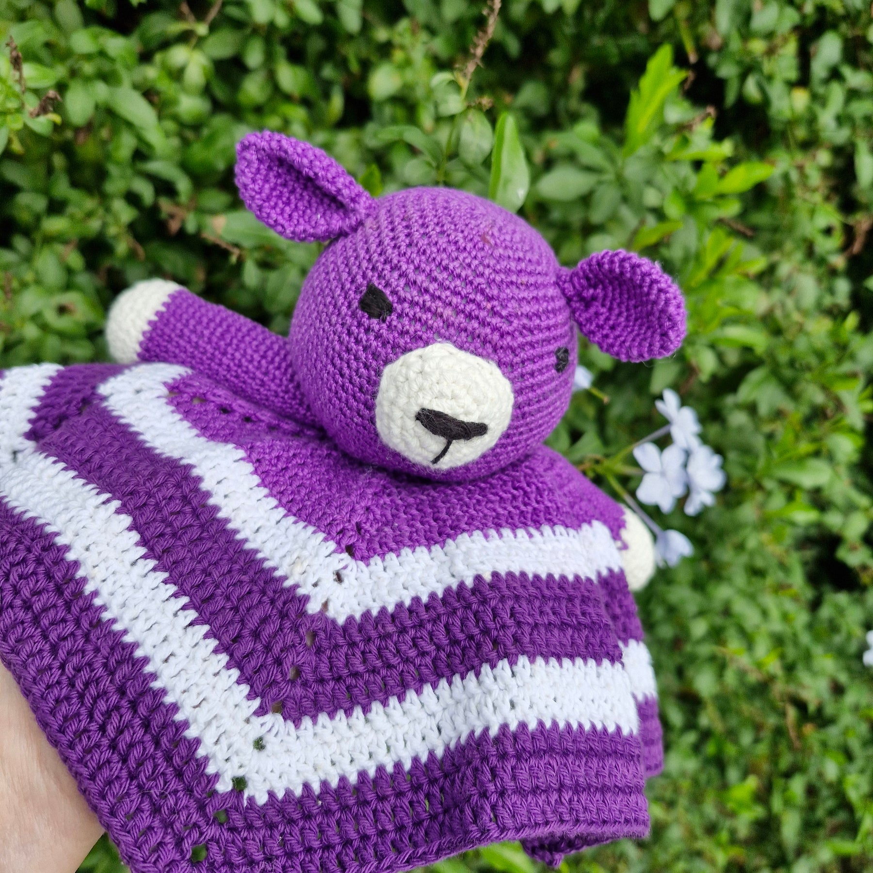 Handmade Crochet Super Cute Purple Bear Lovey