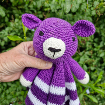 Handmade Crochet Super Cute Purple Bear Lovey