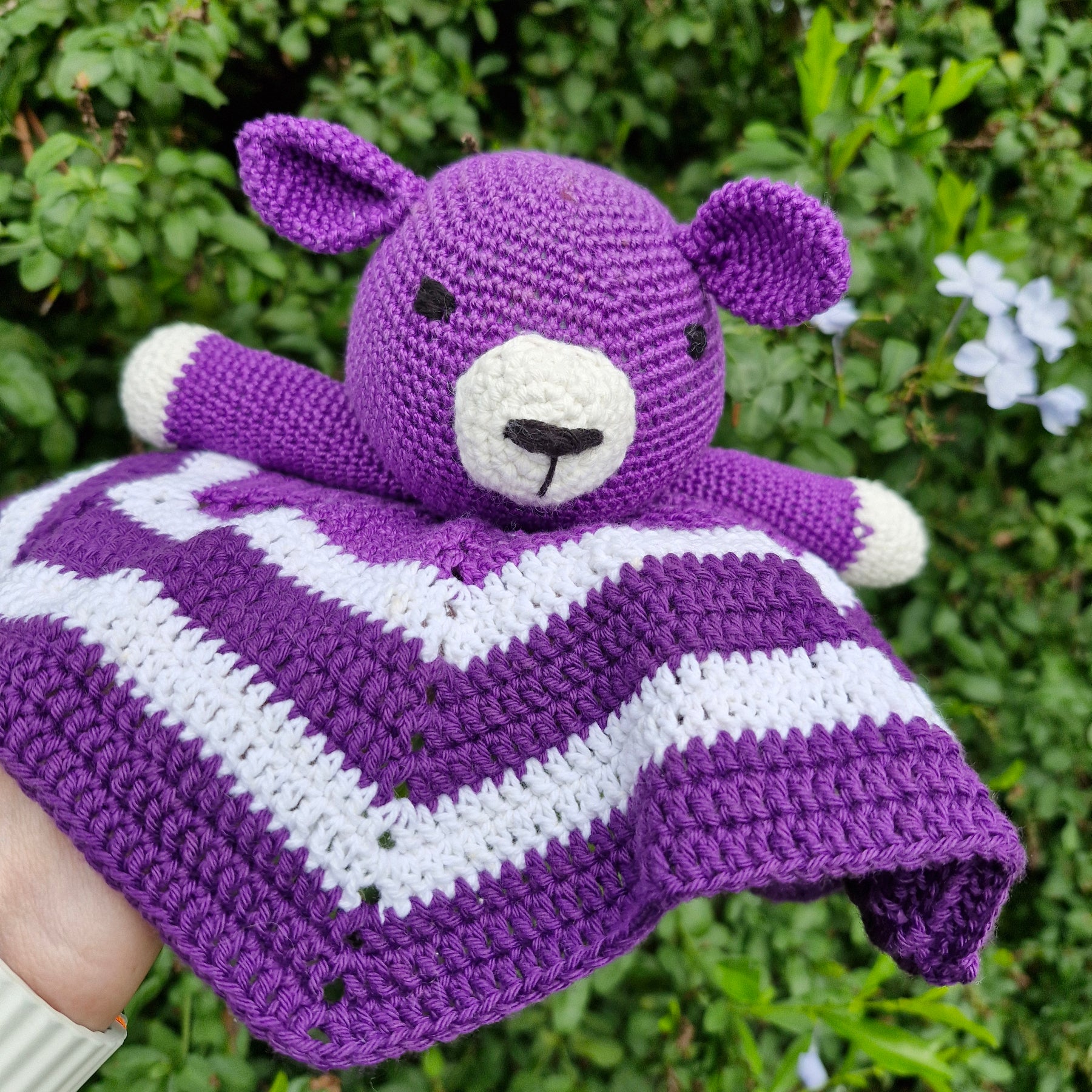 Handmade Crochet Super Cute Purple Bear Lovey