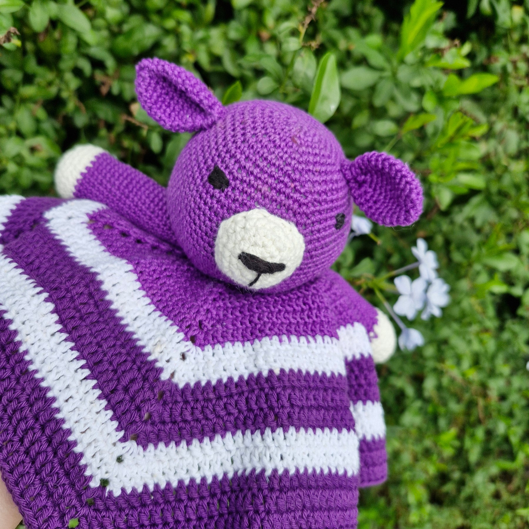 Handmade Crochet Super Cute Purple Bear Lovey