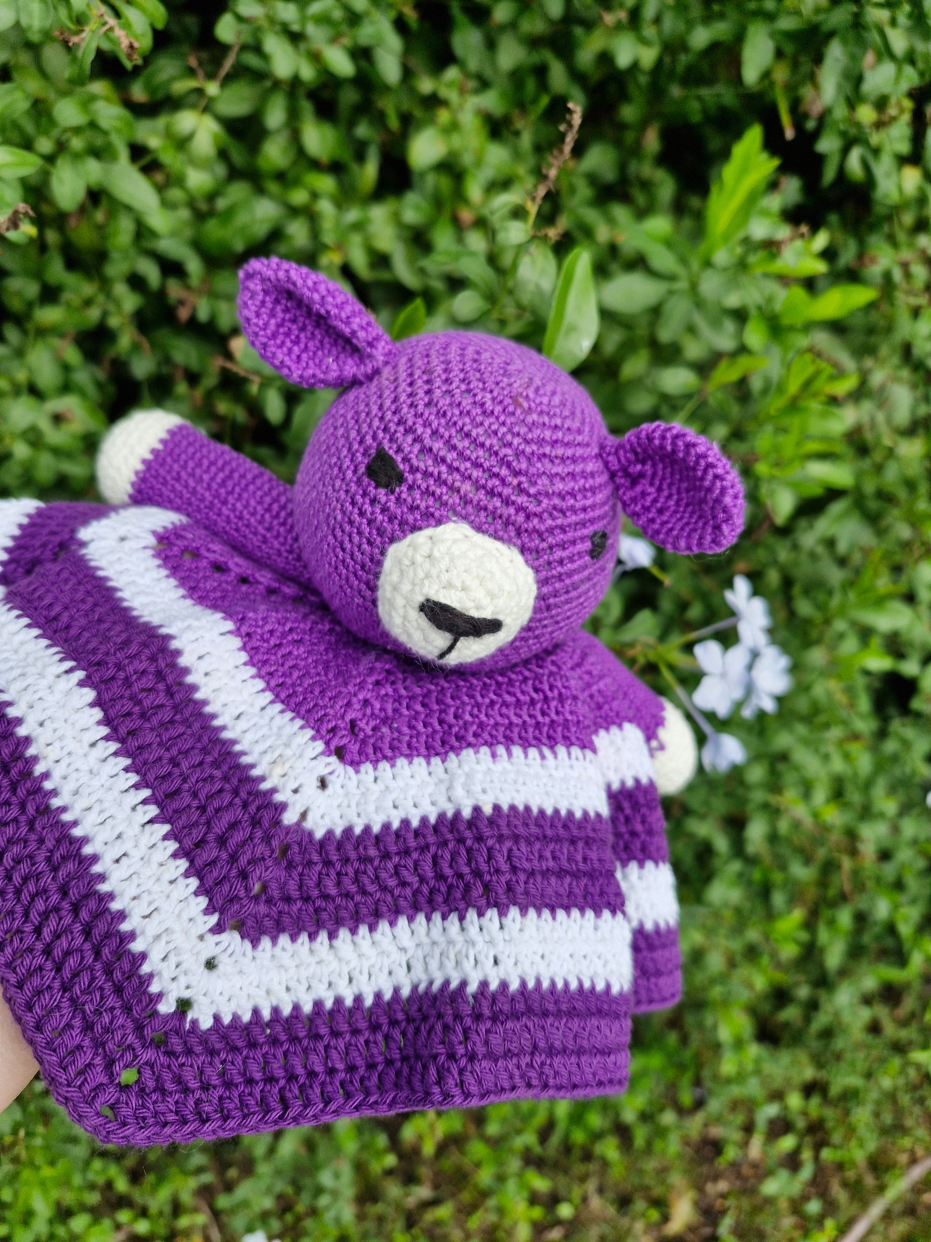 Handmade Crochet Super Cute Purple Bear Lovey