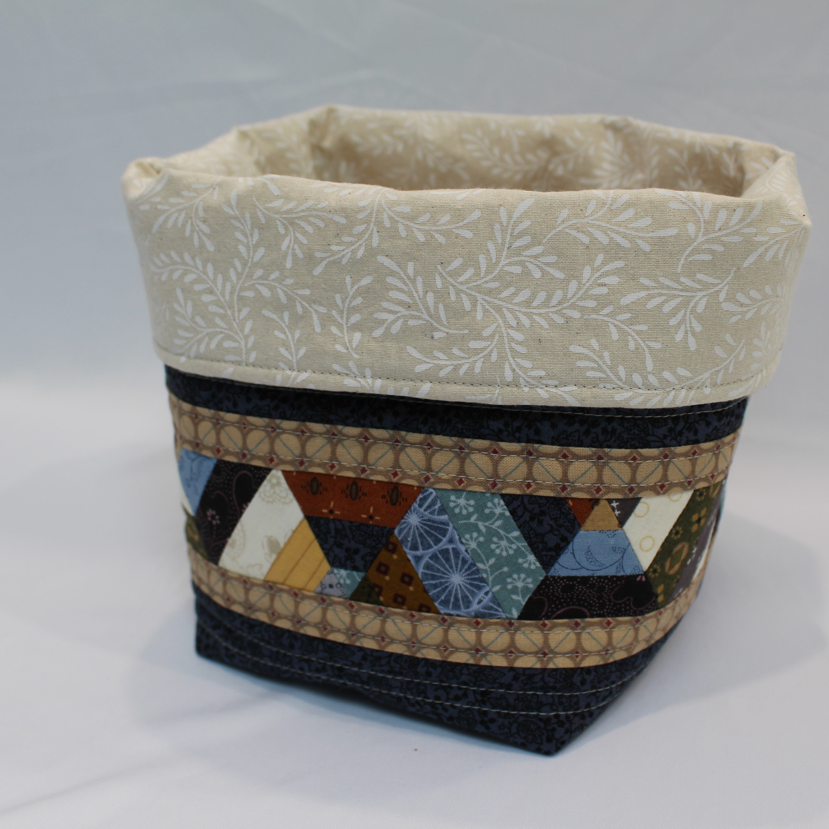 Patchwork Quilted Fabric Basket Bucket Organiser