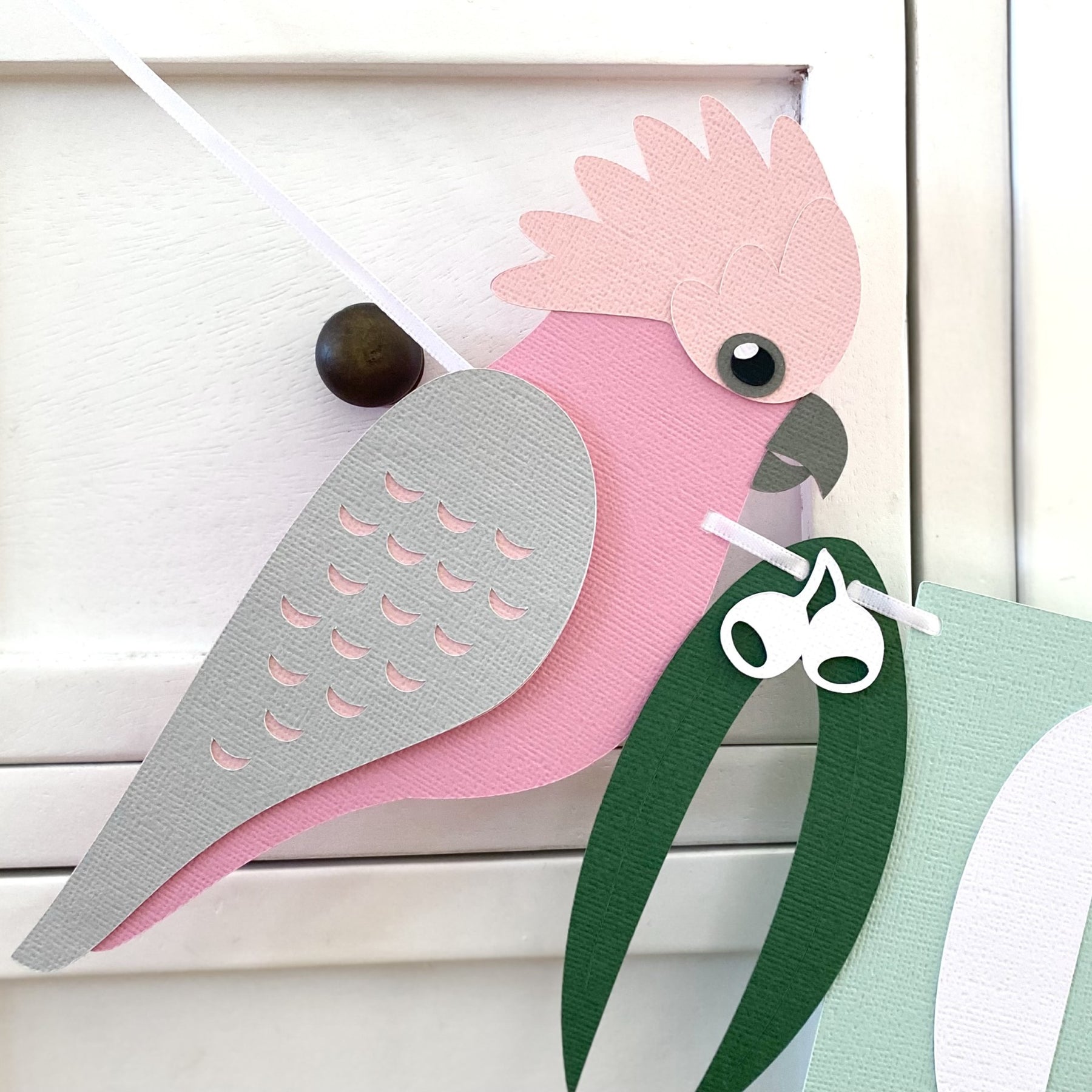 Pink Galah native bird birthday banner ONE or TWO.