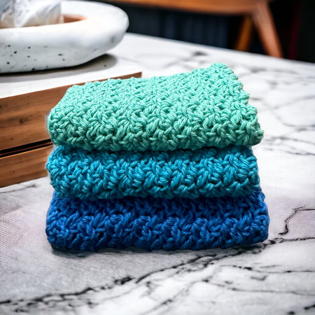 Crocheted  Washcloths | Soft, Durable & Sustainable - set of 3 or 6