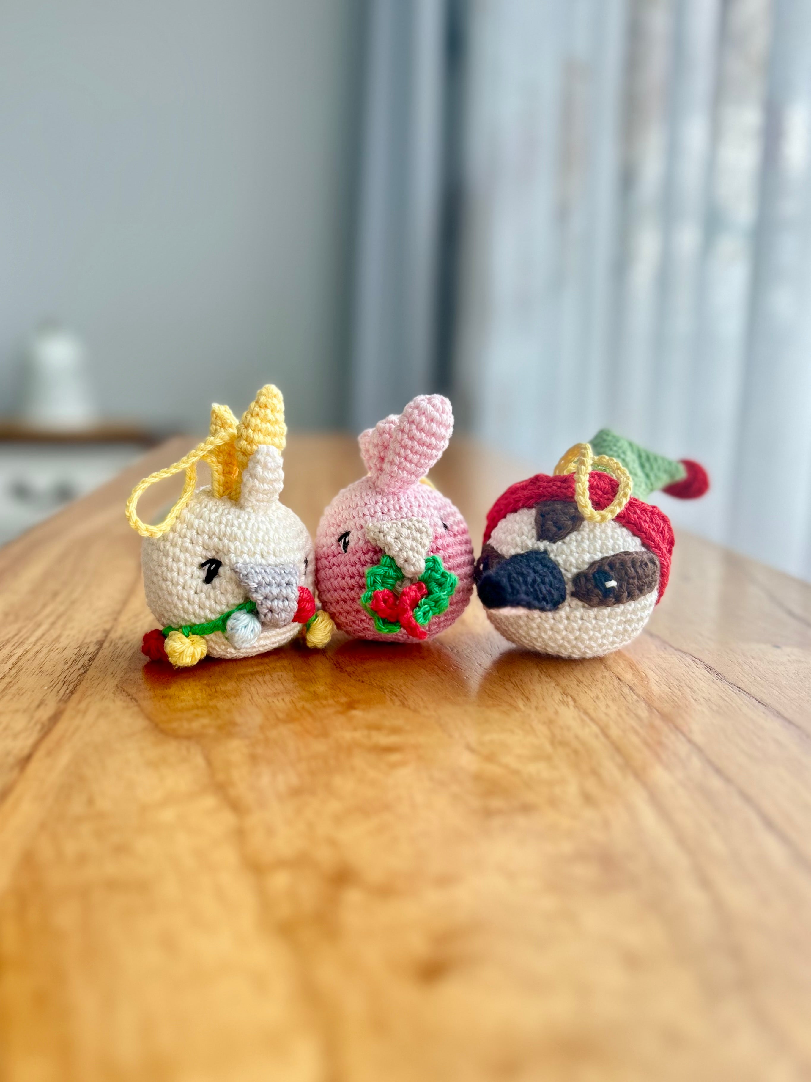PRE ORDER | Feathered Friends Christmas Ornament Set 2026 | Crochet | Kookaburra, Cockatoo, Galah