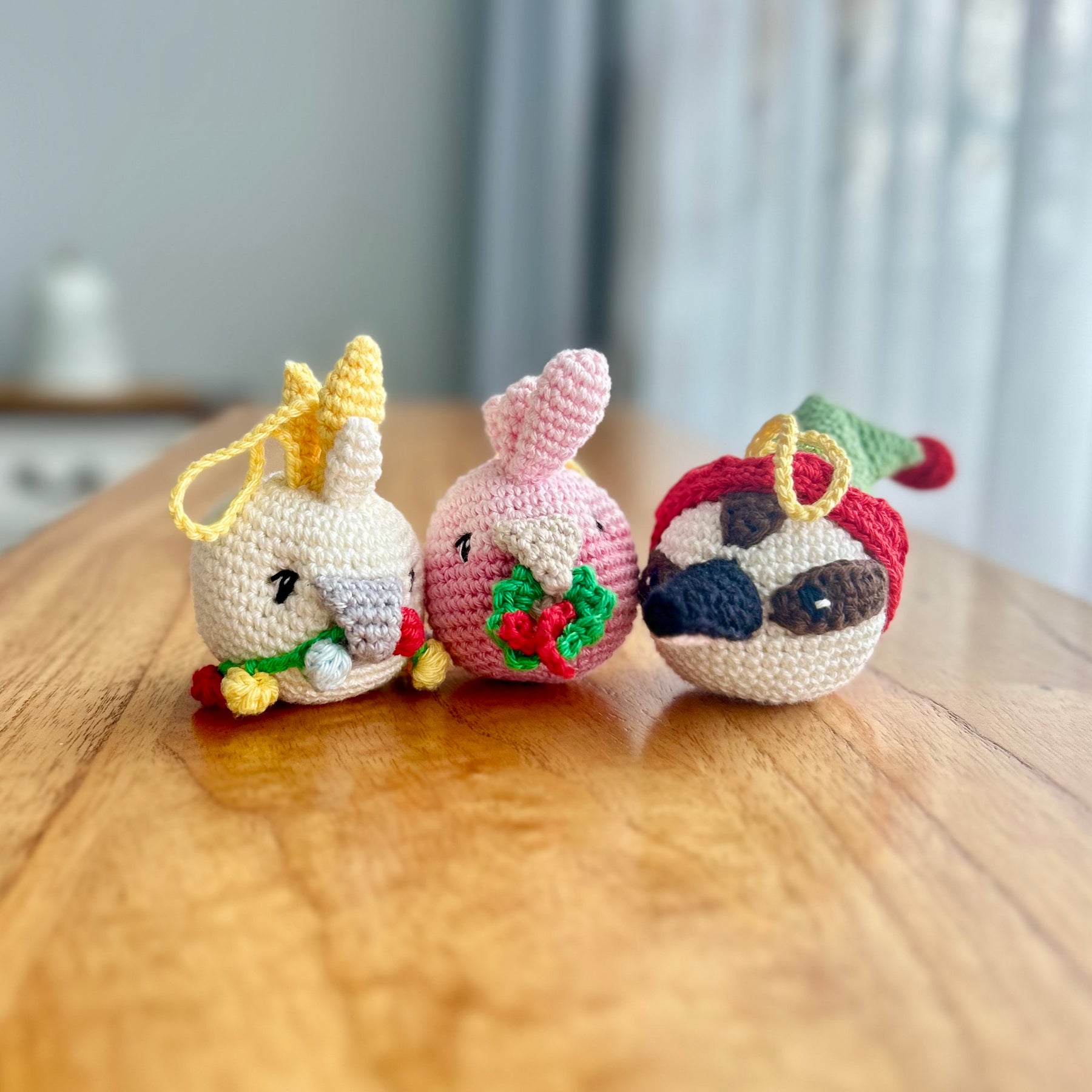 PRE ORDER | Feathered Friends Christmas Ornament Set 2026 | Crochet | Kookaburra, Cockatoo, Galah