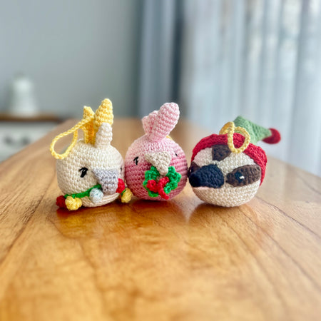PRE ORDER | Feathered Friends Christmas Ornament Set 2026 | Crochet | Kookaburra, Cockatoo, Galah