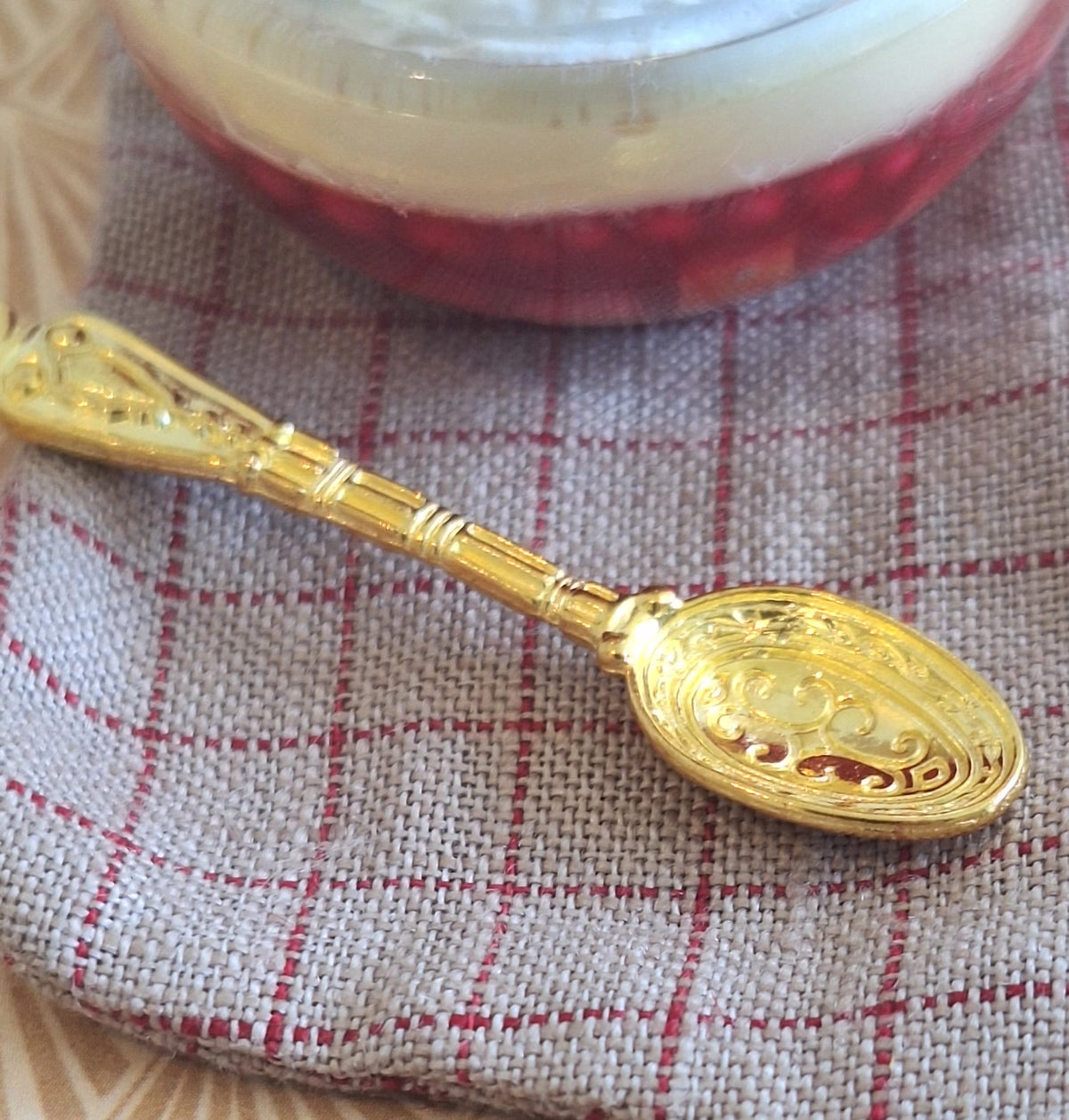 Trifle pudding (with ornate serving spoon)