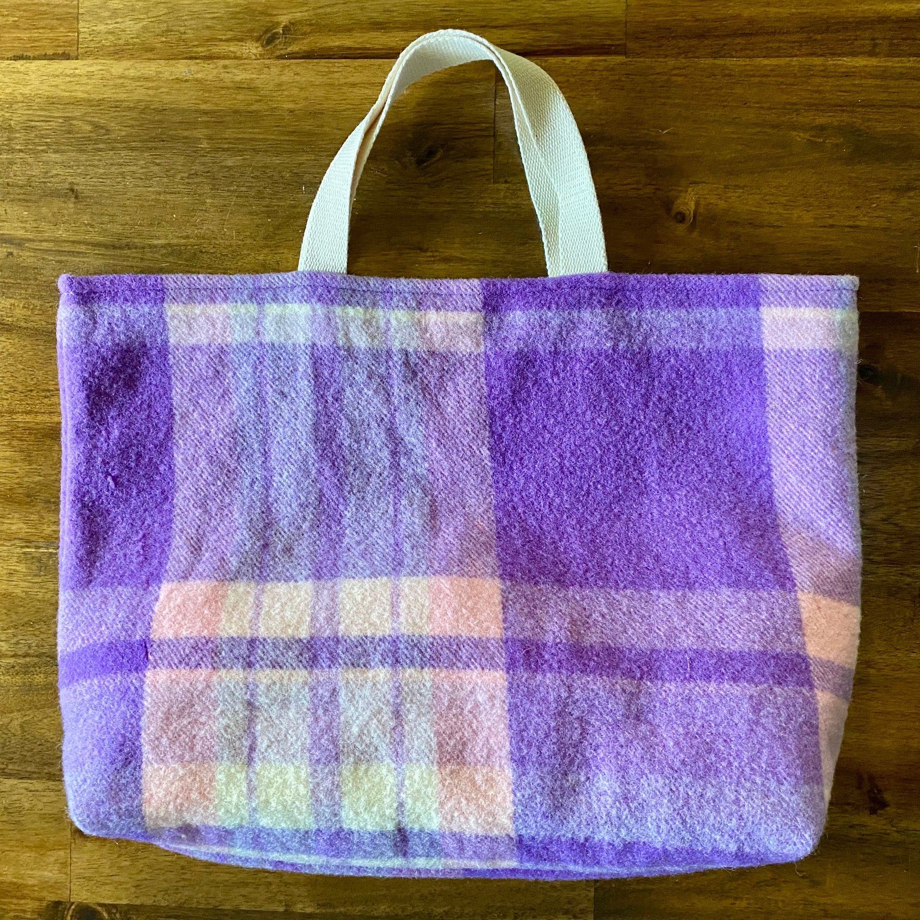 Upcycled Woollen Blanket - Market Tote - Purple