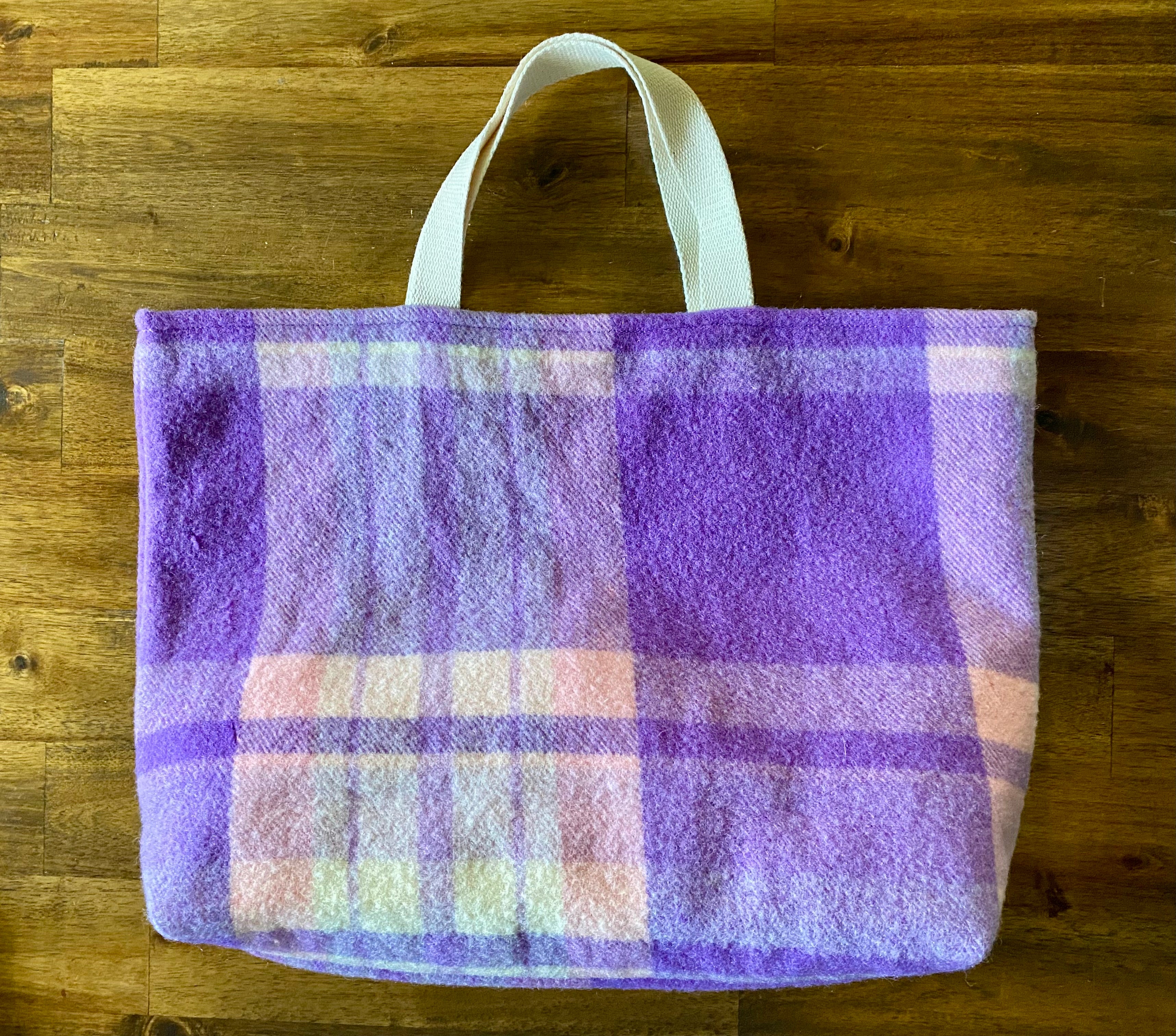 Upcycled Woollen Blanket - Market Tote - Purple