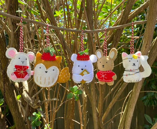 Christmas decorations - animal set of 5