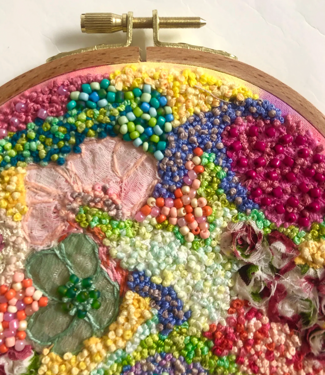 Slow Stitched Fibre Artwork - Blooming Meadows