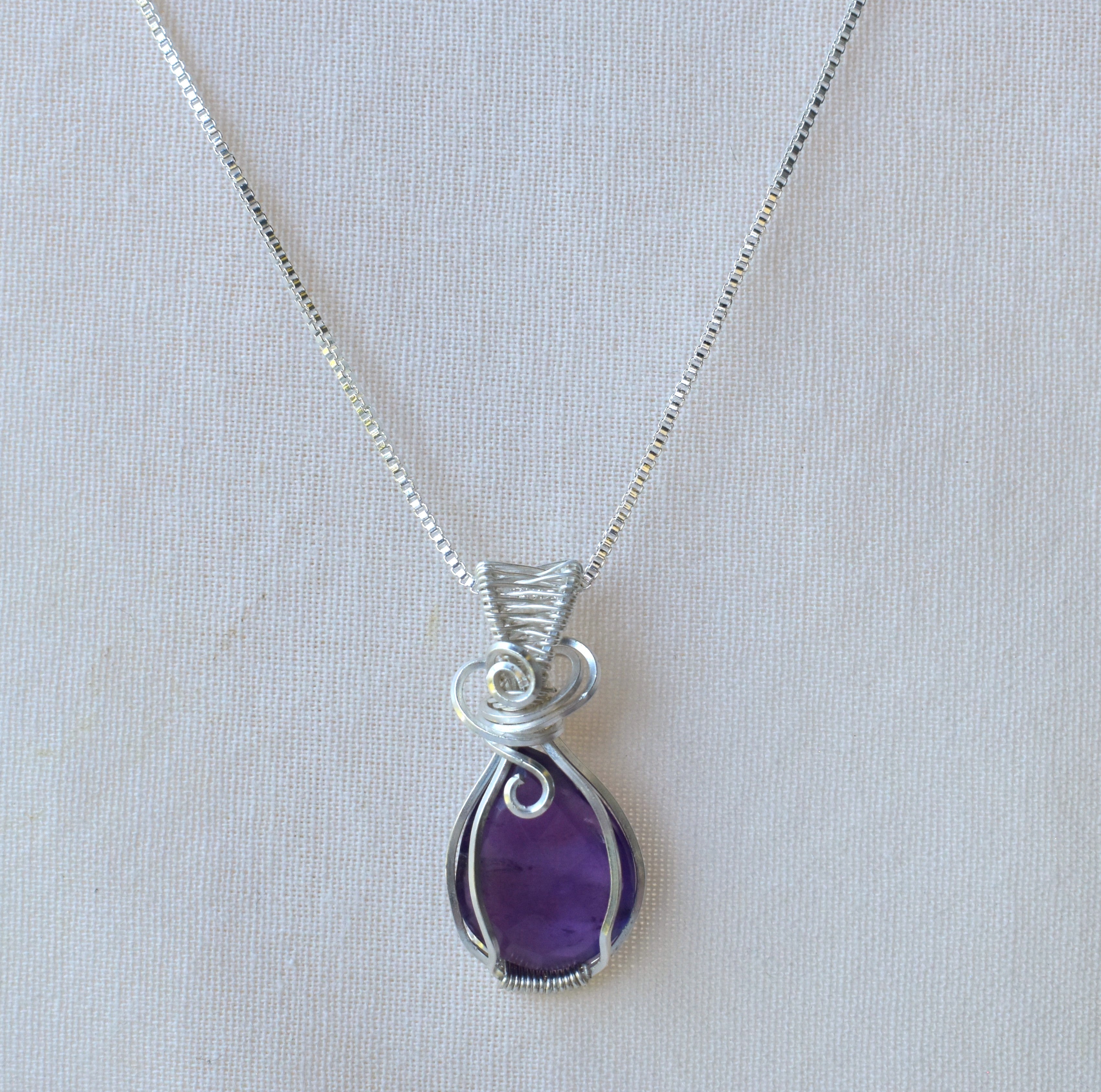 Handmade Wire-wrapped Amethyst Necklace - Keepsake Pendant