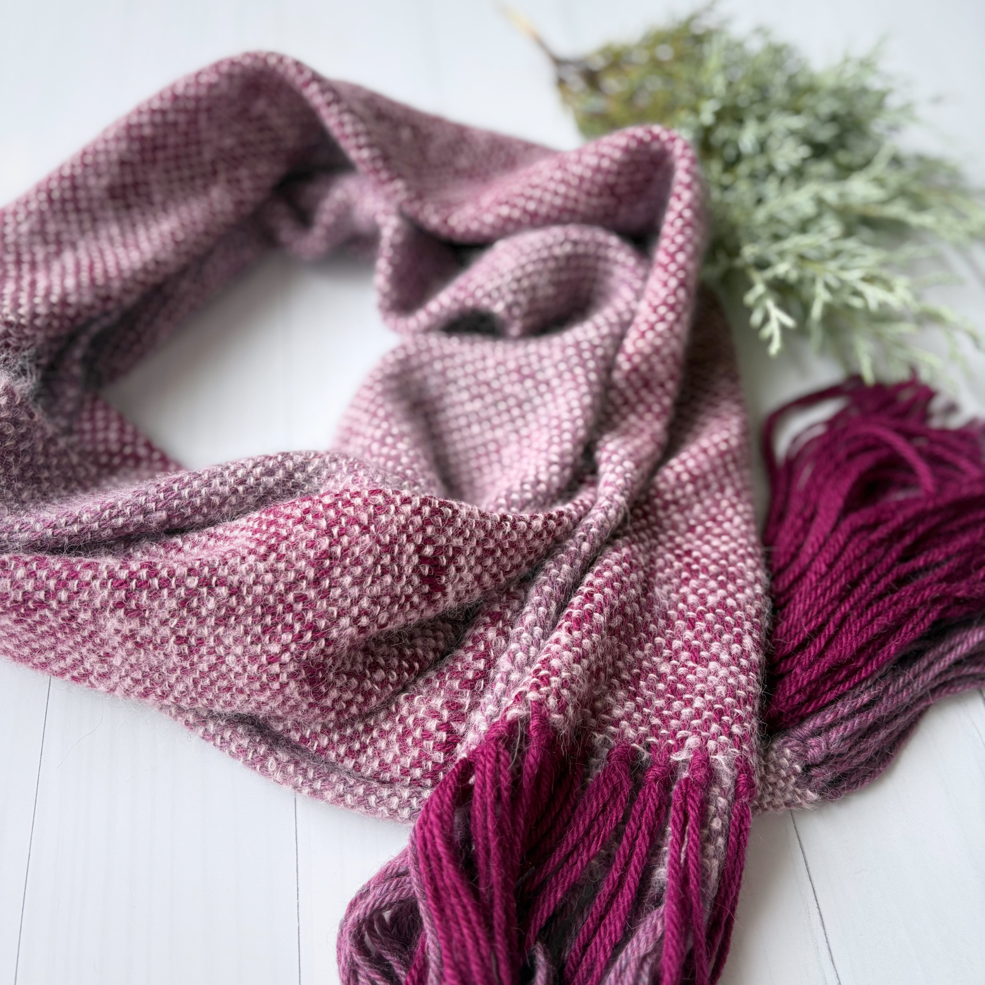 Handwoven scarf - alpaca/silk - purple - gorgeously fluffy and soft