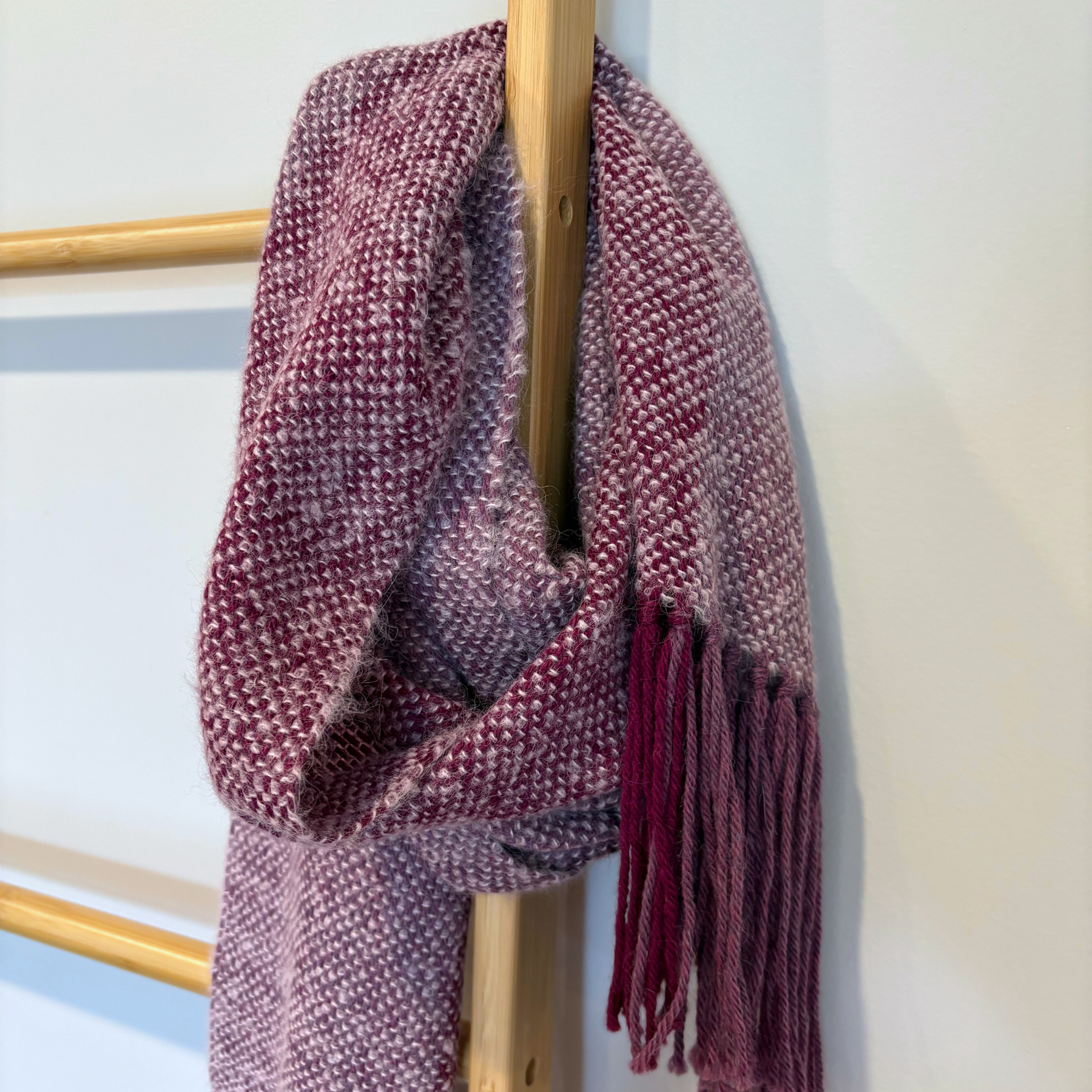 Handwoven scarf - alpaca/silk - purple - gorgeously fluffy and soft