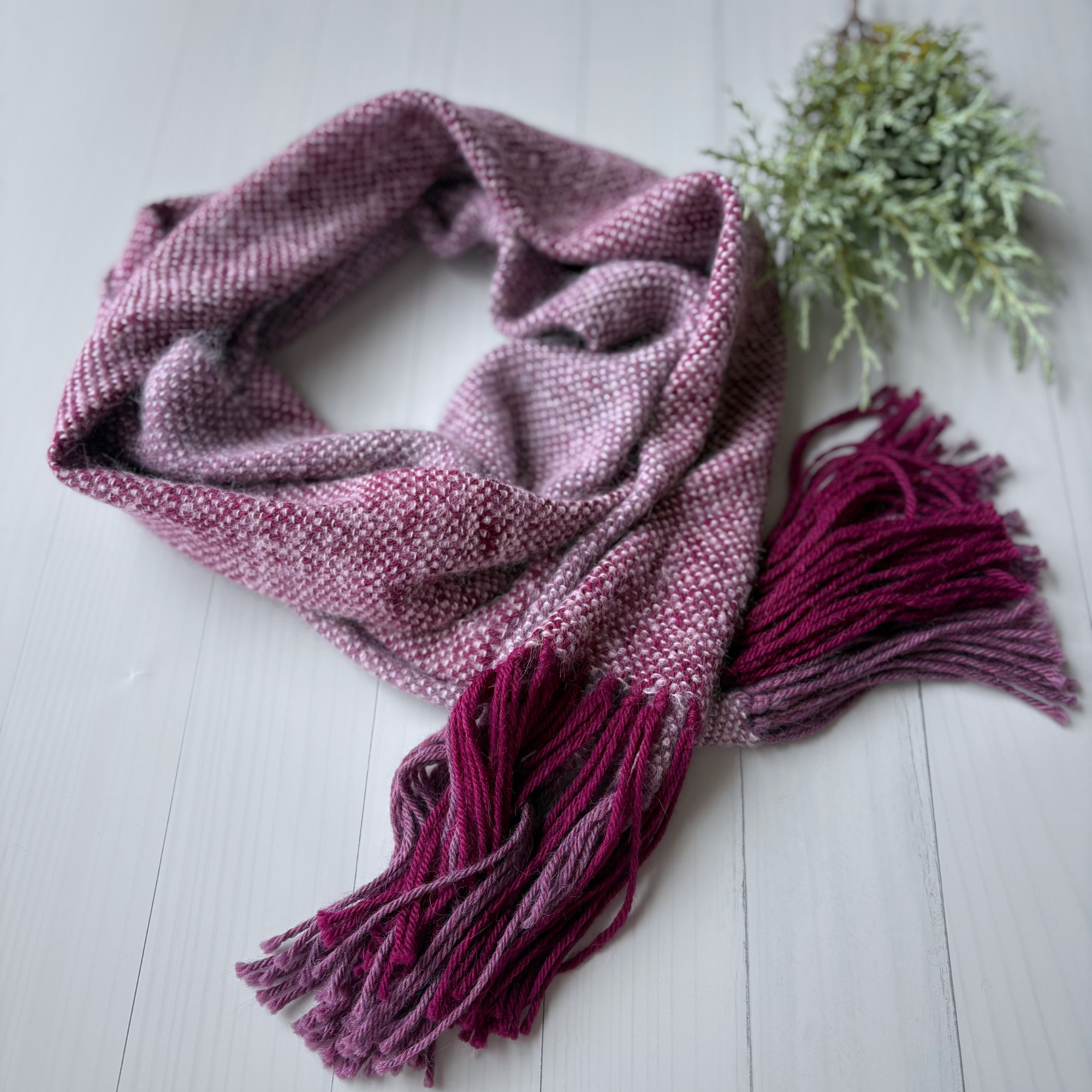 Handwoven scarf - alpaca/silk - purple - gorgeously fluffy and soft