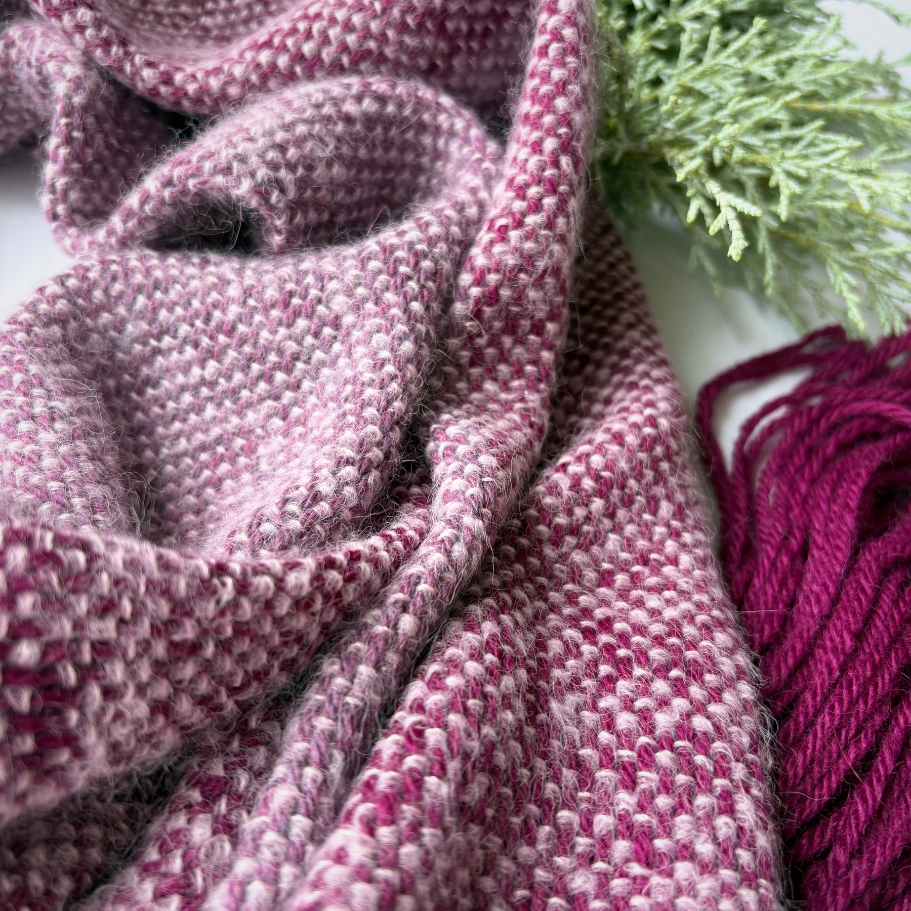 Handwoven scarf - alpaca/silk - purple - gorgeously fluffy and soft