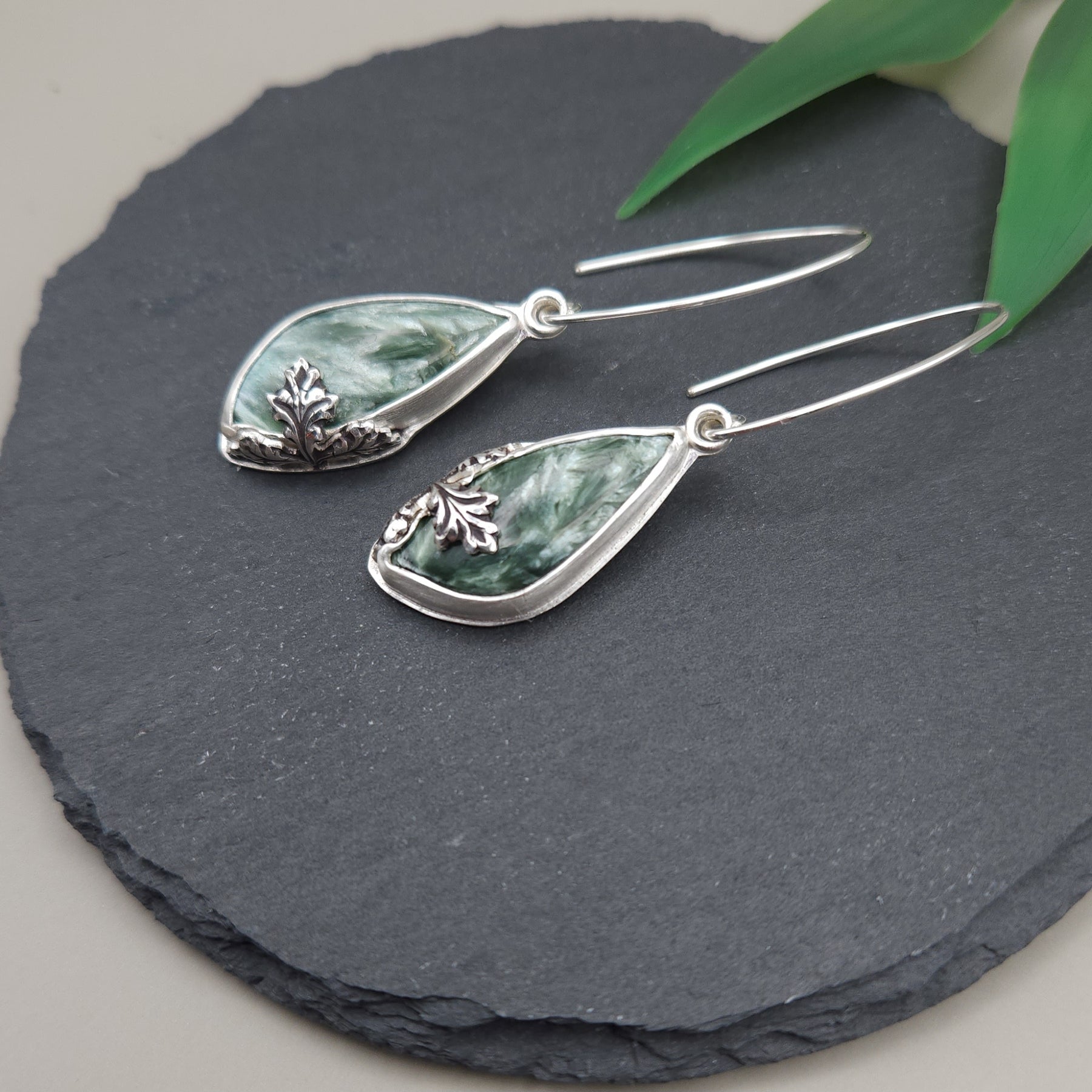 Fairy forest dangles - Sterling silver & seraphinite