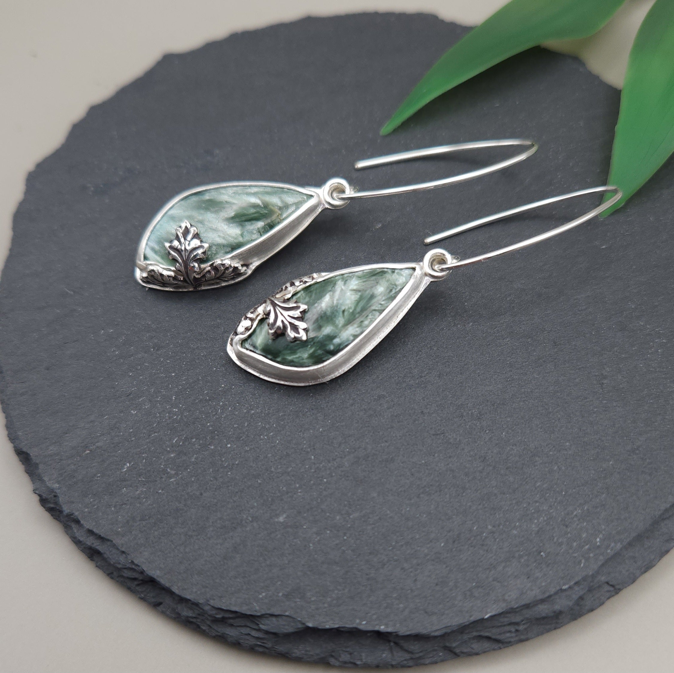 Fairy forest dangles - Sterling silver & seraphinite