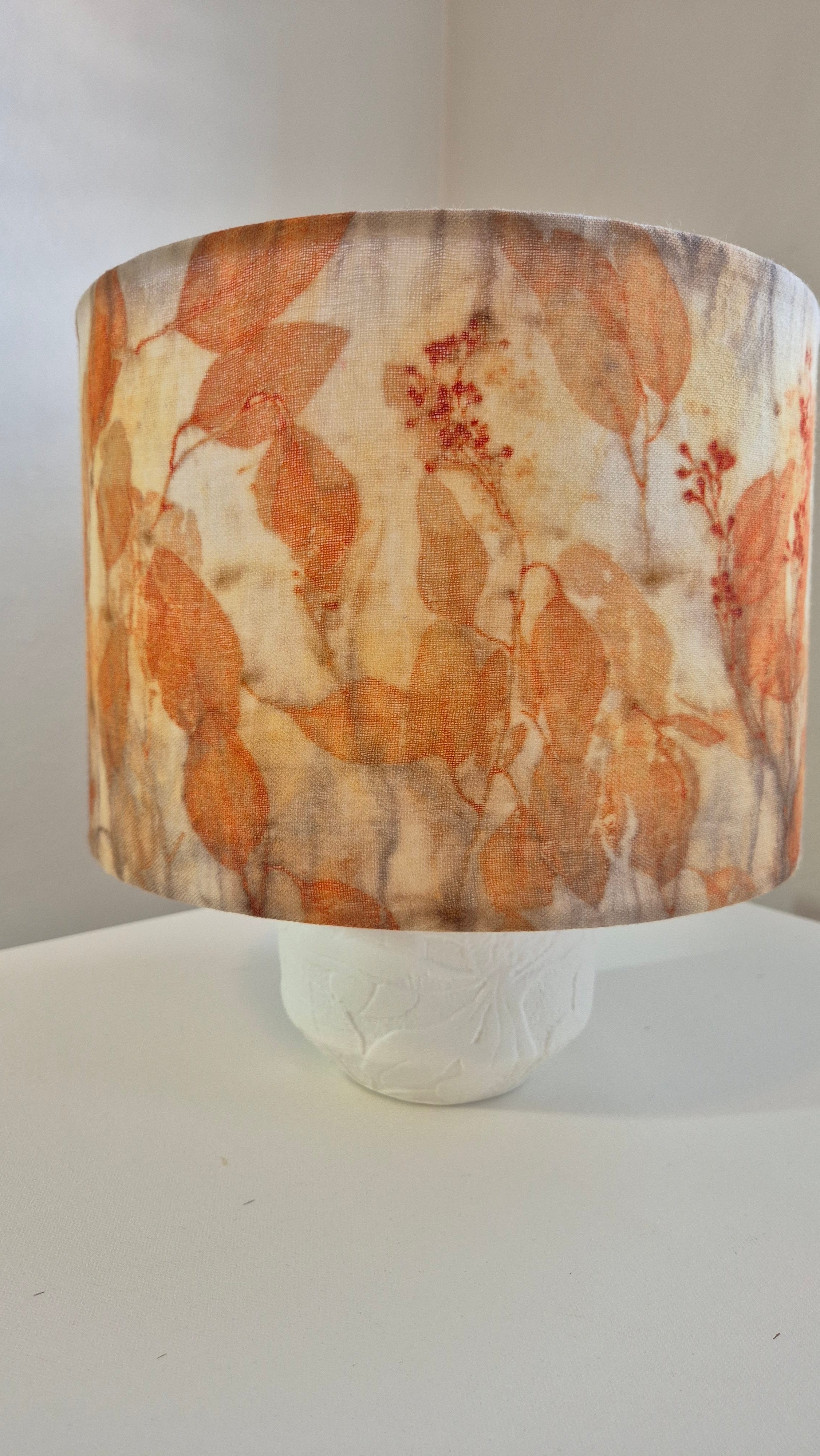 Lampshade large ecoprinted eucalyptus