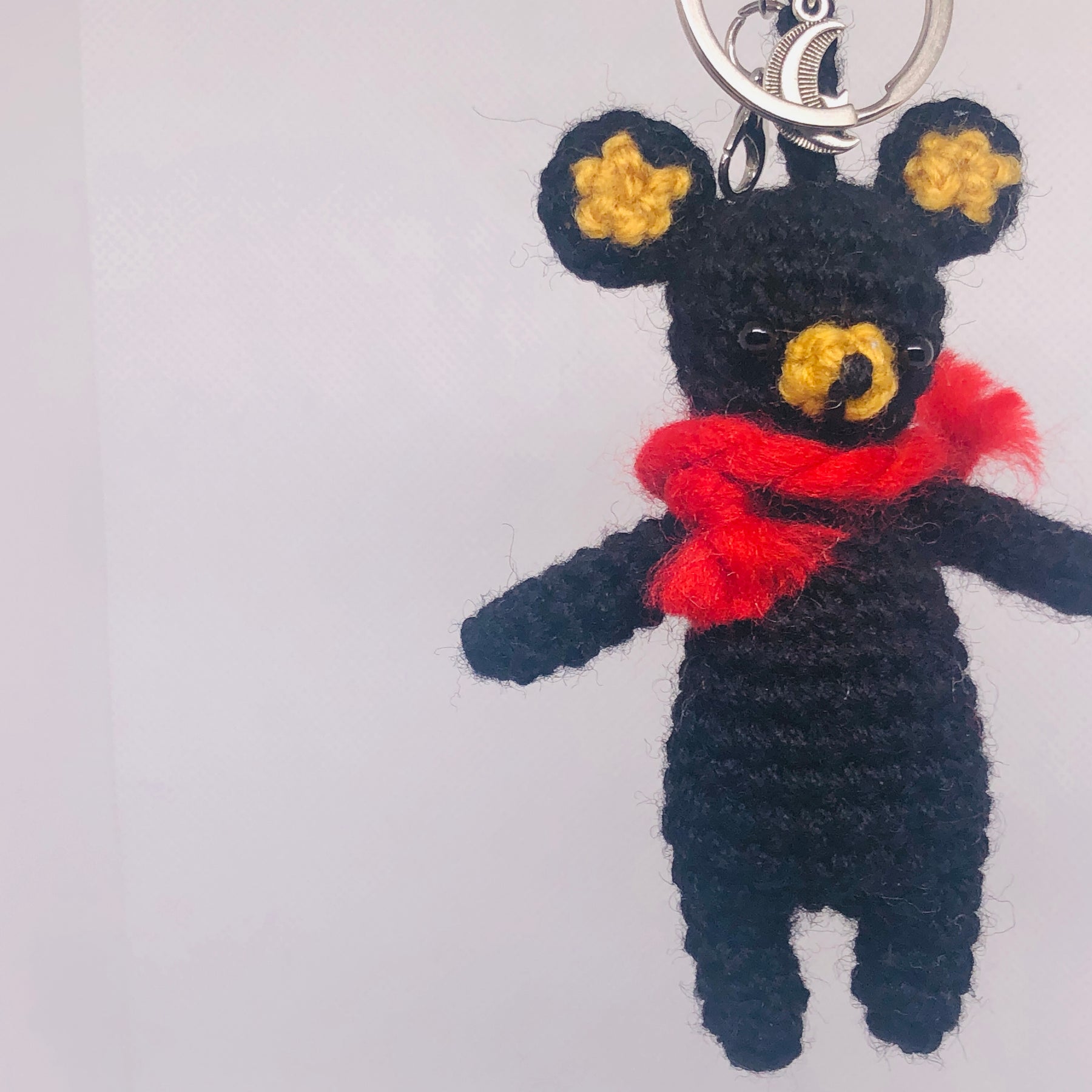 Crochet Black Bear Keychain | Handmade Amigurumi Teddy, Bag Charm