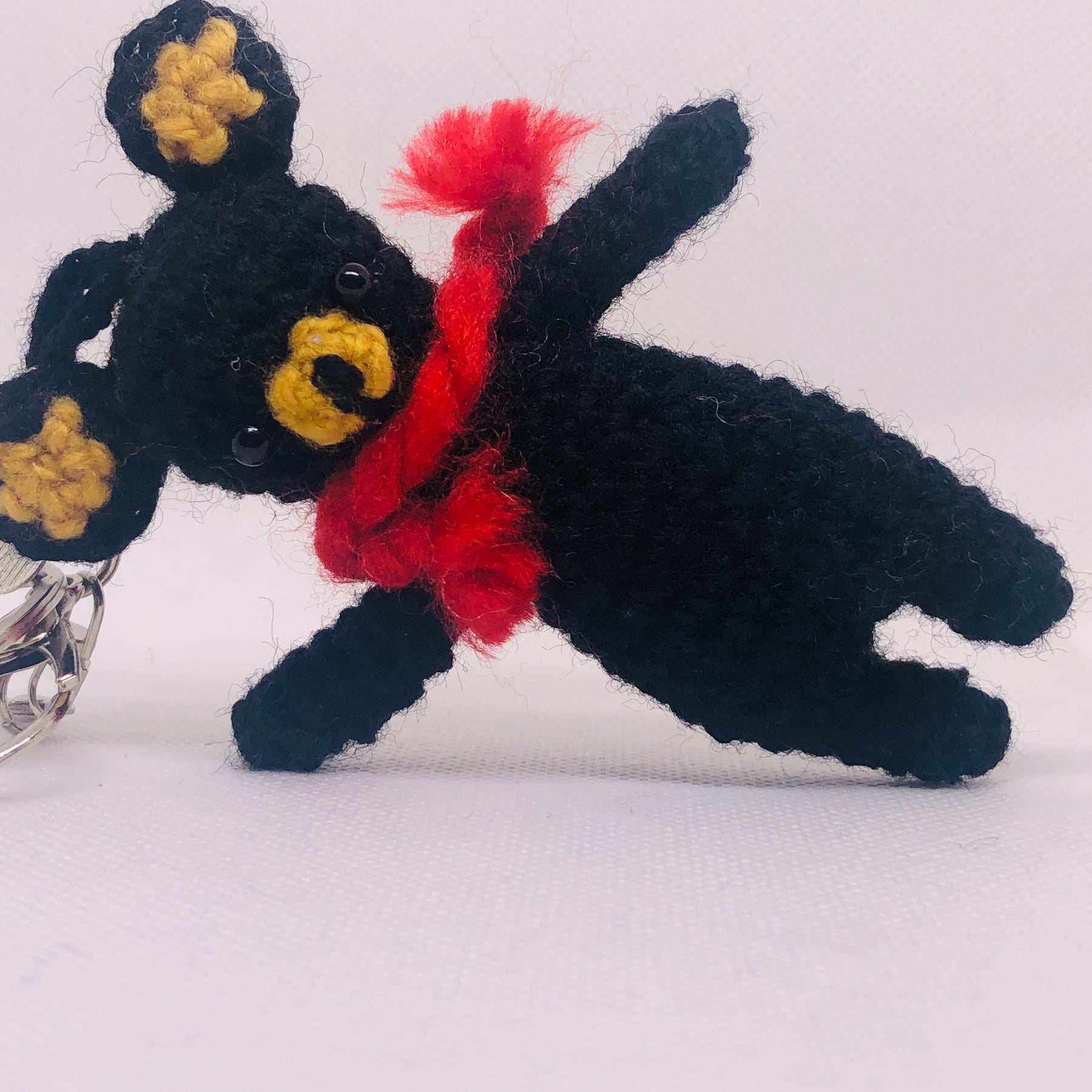 Crochet Black Bear Keychain | Handmade Amigurumi Teddy, Bag Charm