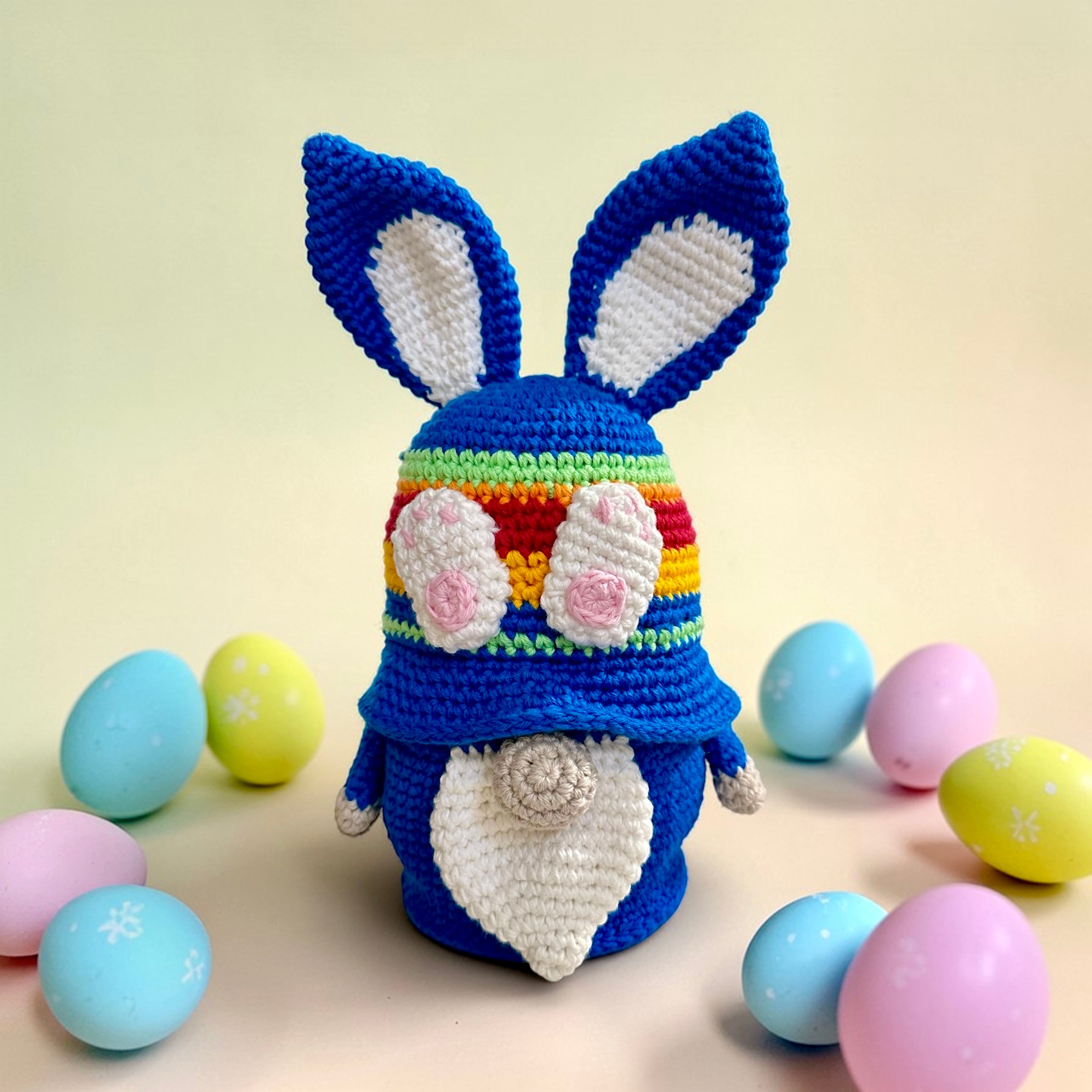 Crochet Bunny Ears Easter Gnome Basket