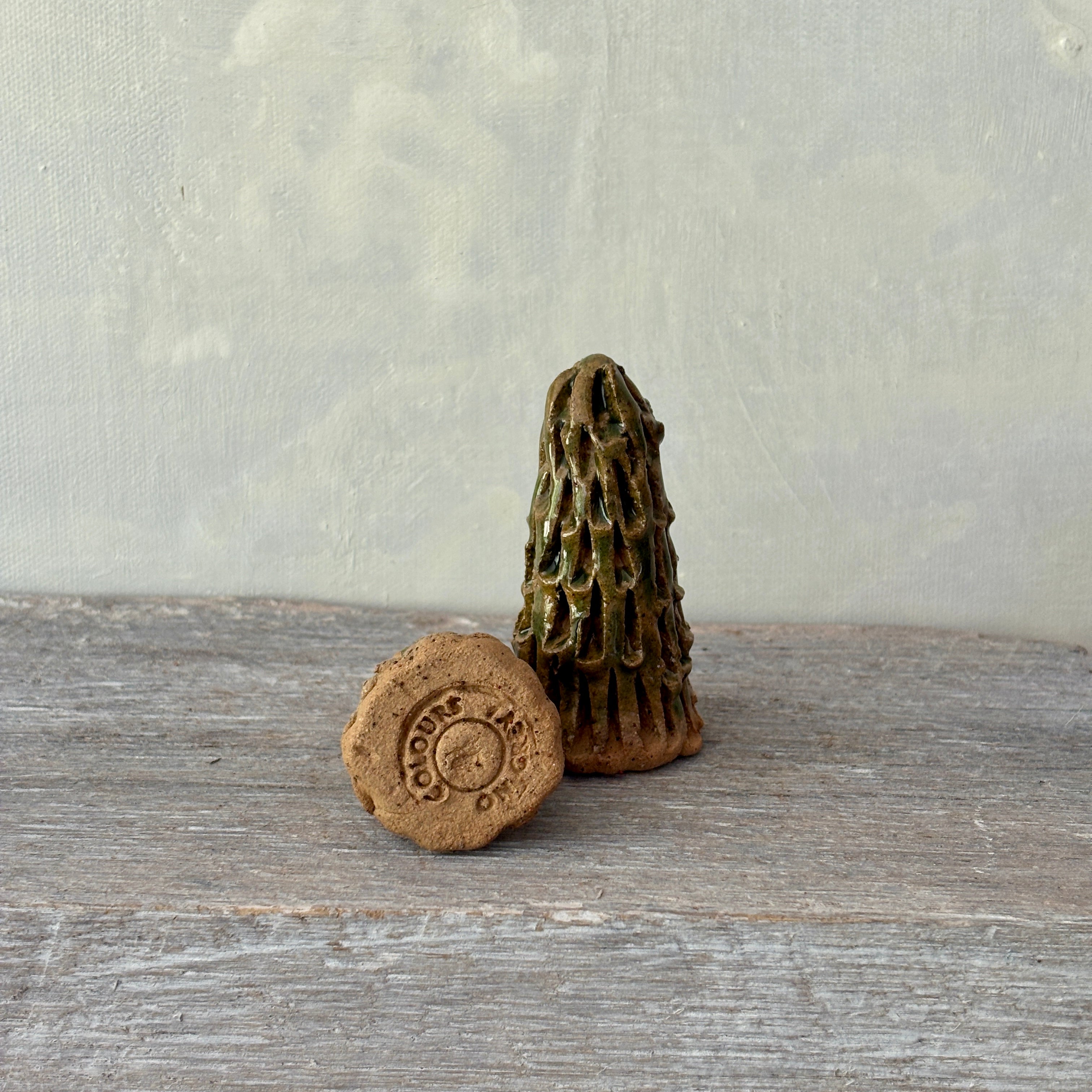 Two small ceramic Christmas Trees in Green