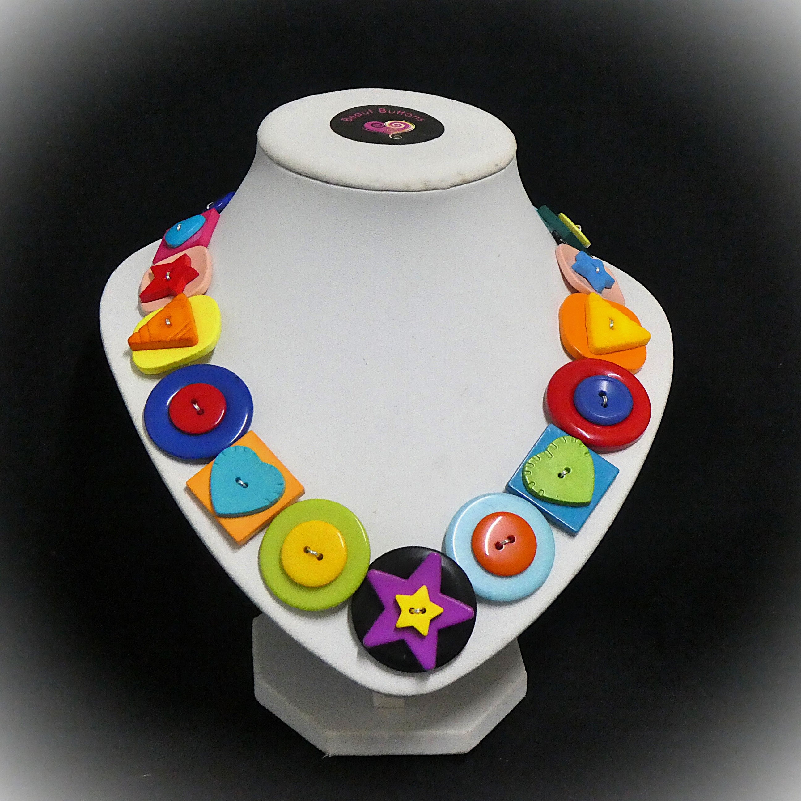 Button necklace and earrings - Shape Fun